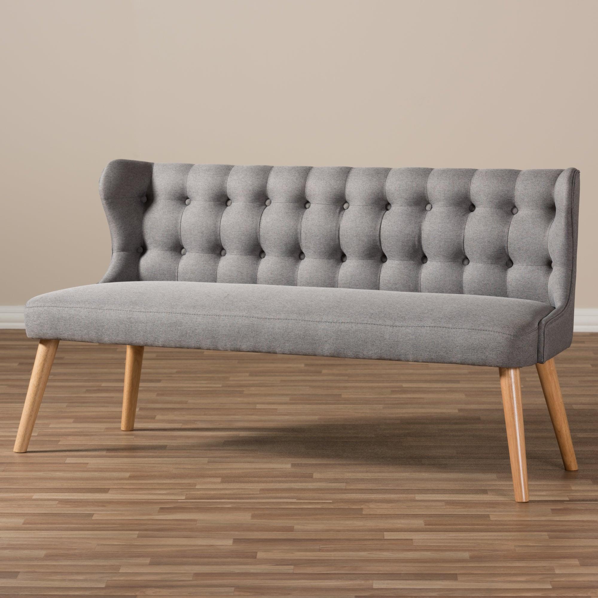 Melody Mid-Century Modern Fabric and Wood Finishing 3-Seater Settee Bench
