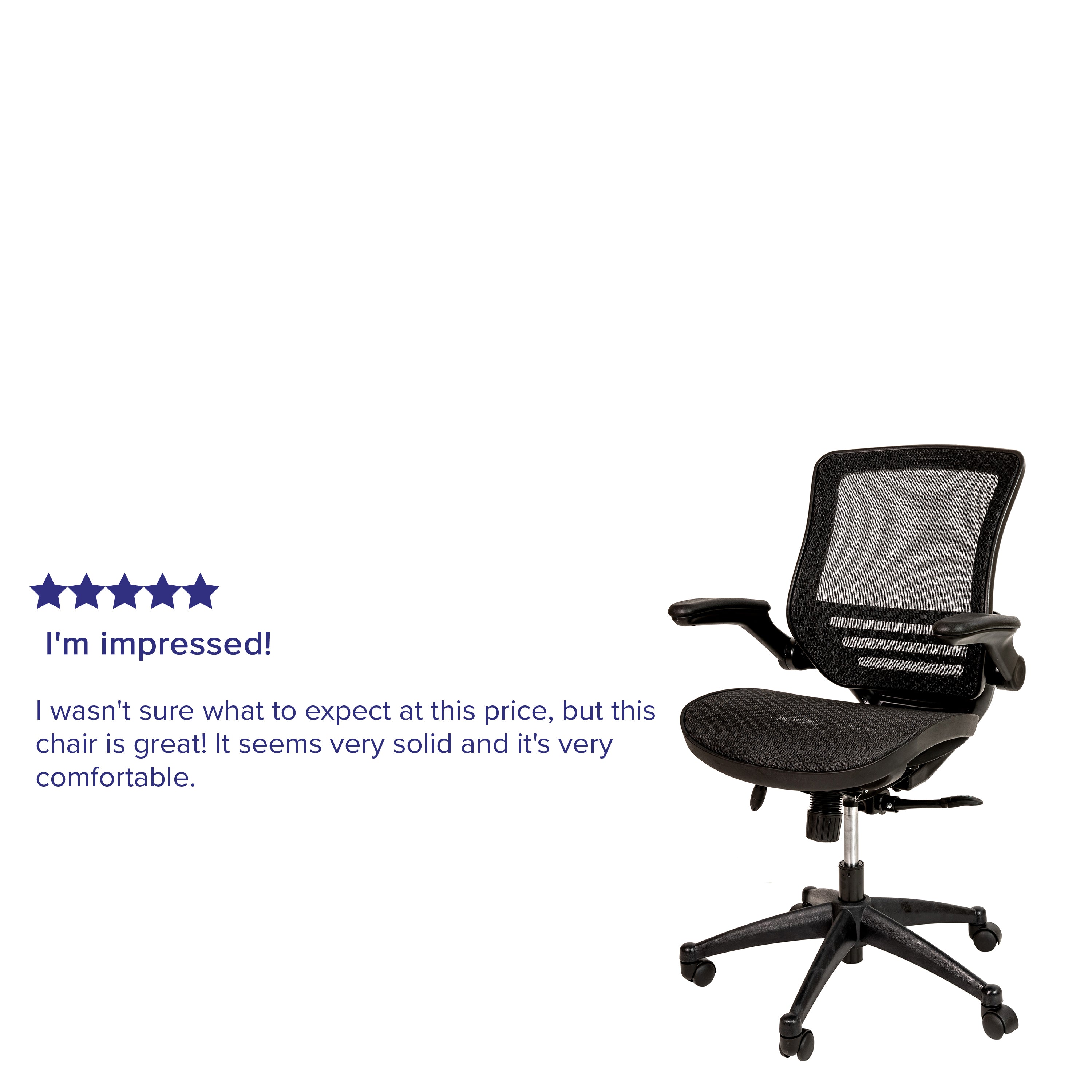 Mid-Back Transparent Mesh Executive Swivel Office Chair with Flip-Up Arms