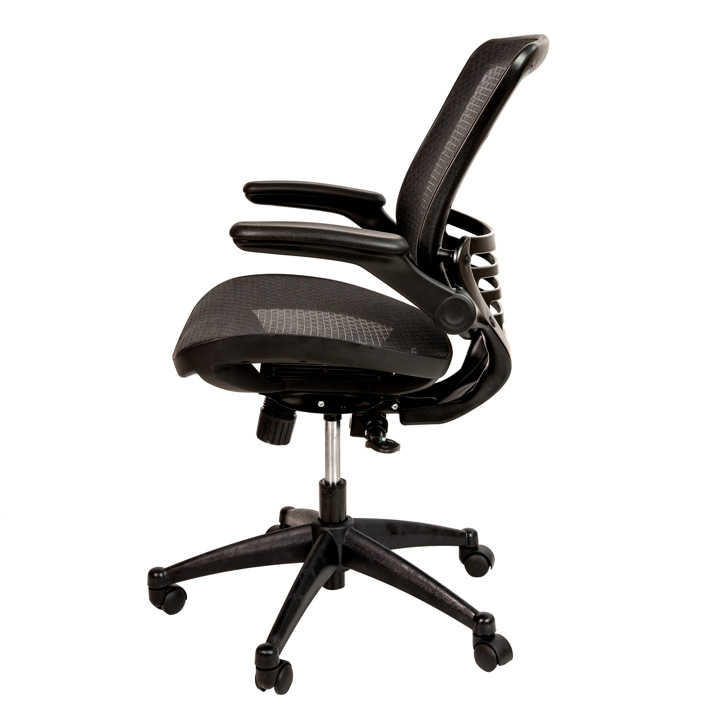 Mid-Back Transparent Mesh Executive Swivel Office Chair with Flip-Up Arms