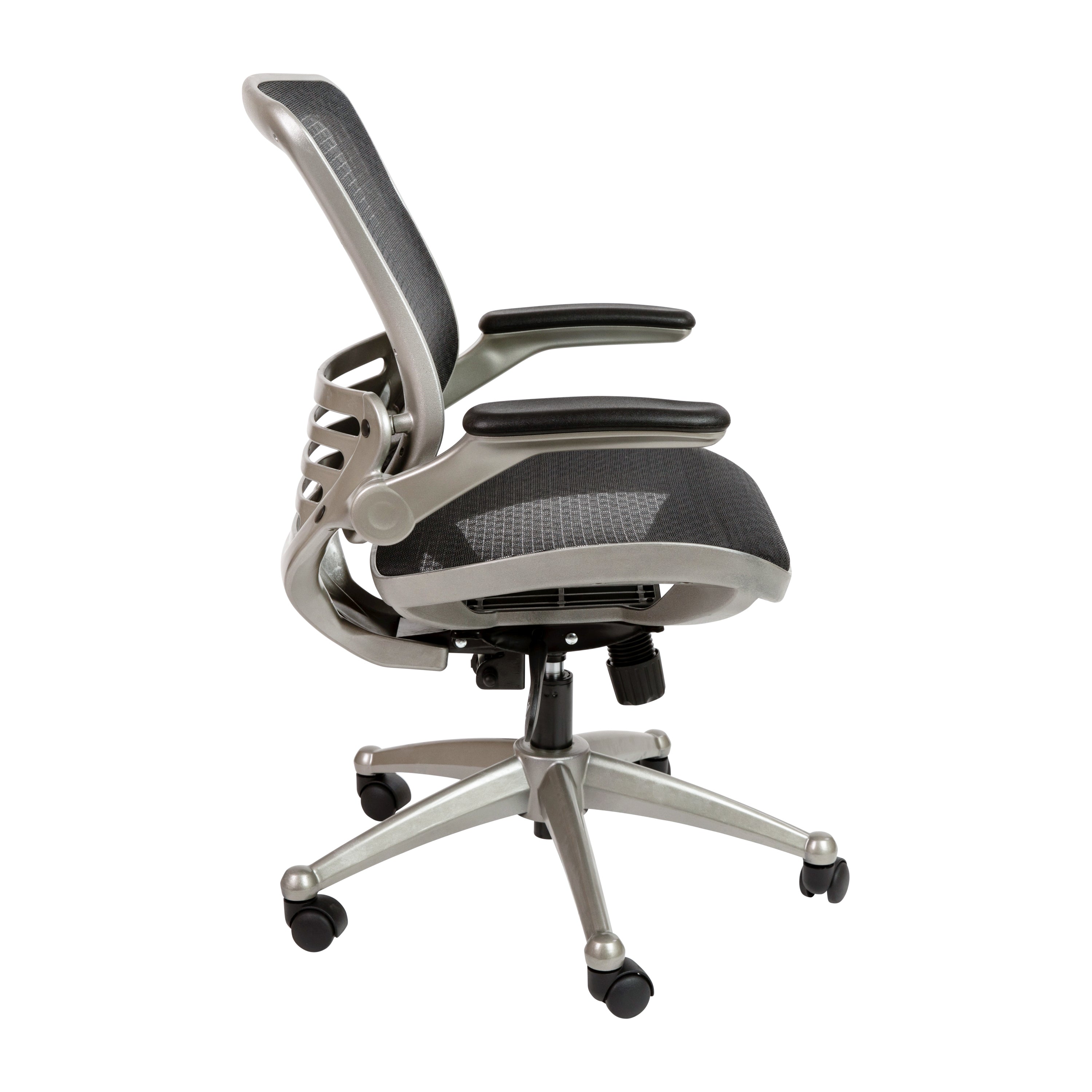 Mid-Back Transparent Mesh Executive Swivel Office Chair with Flip-Up Arms
