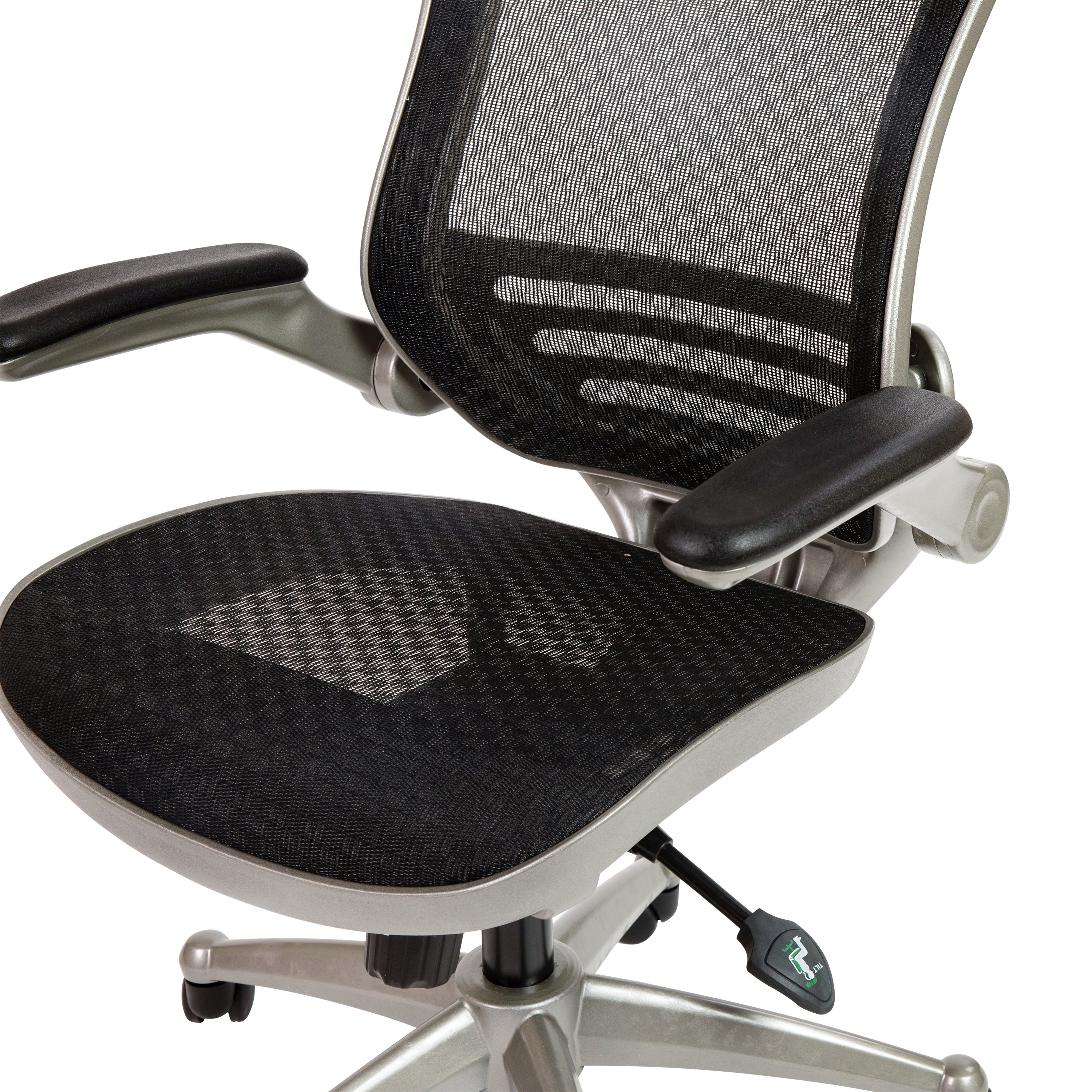 Mid-Back Transparent Mesh Executive Swivel Office Chair with Flip-Up Arms