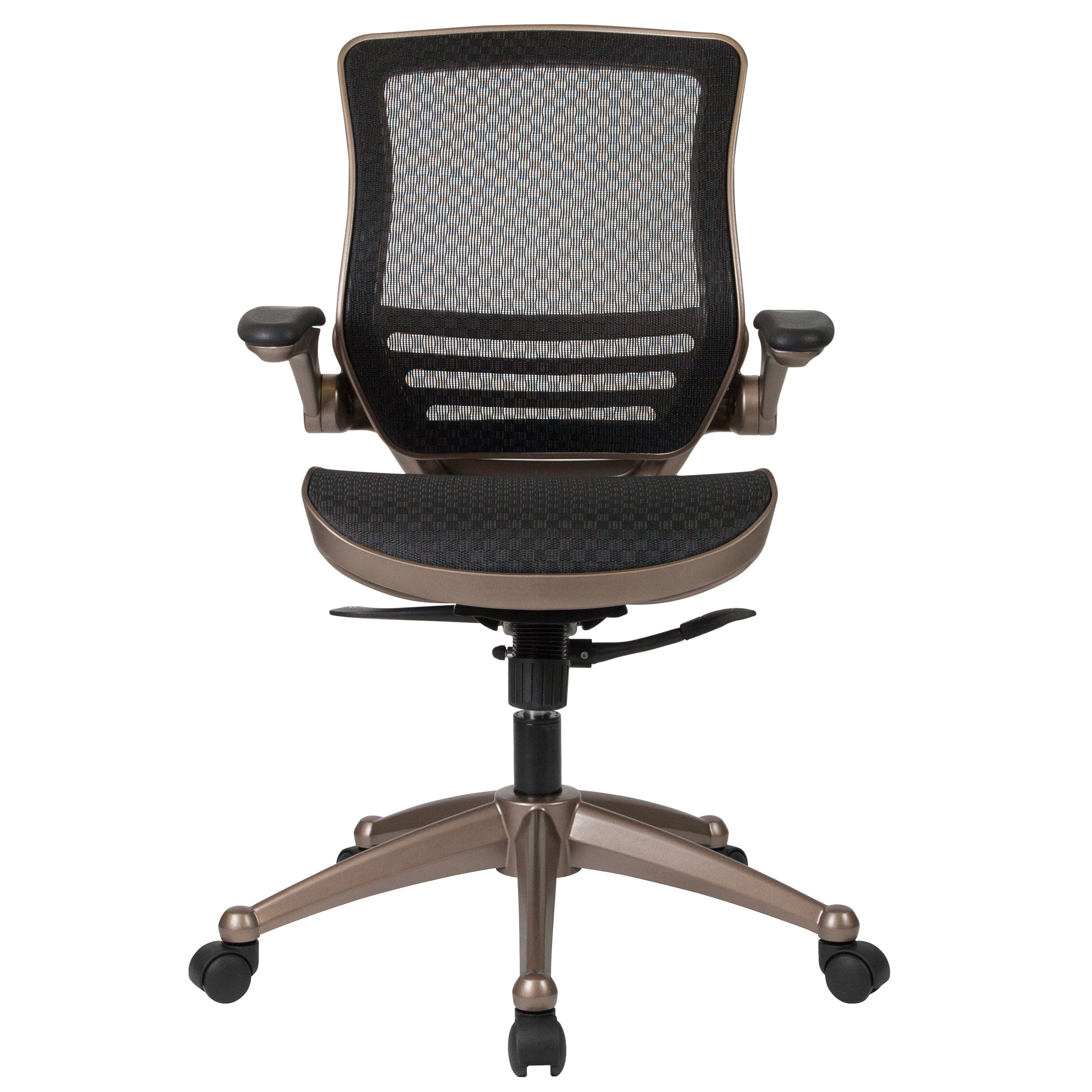 Mid-Back Transparent Mesh Executive Swivel Office Chair with Flip-Up Arms
