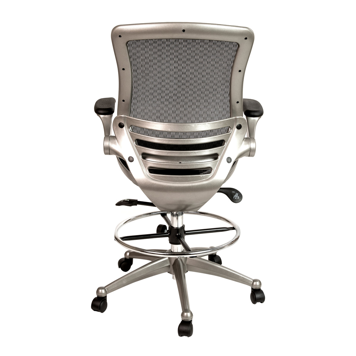Mid-Back Transparent Mesh Drafting Chair with Flip-Up Arms