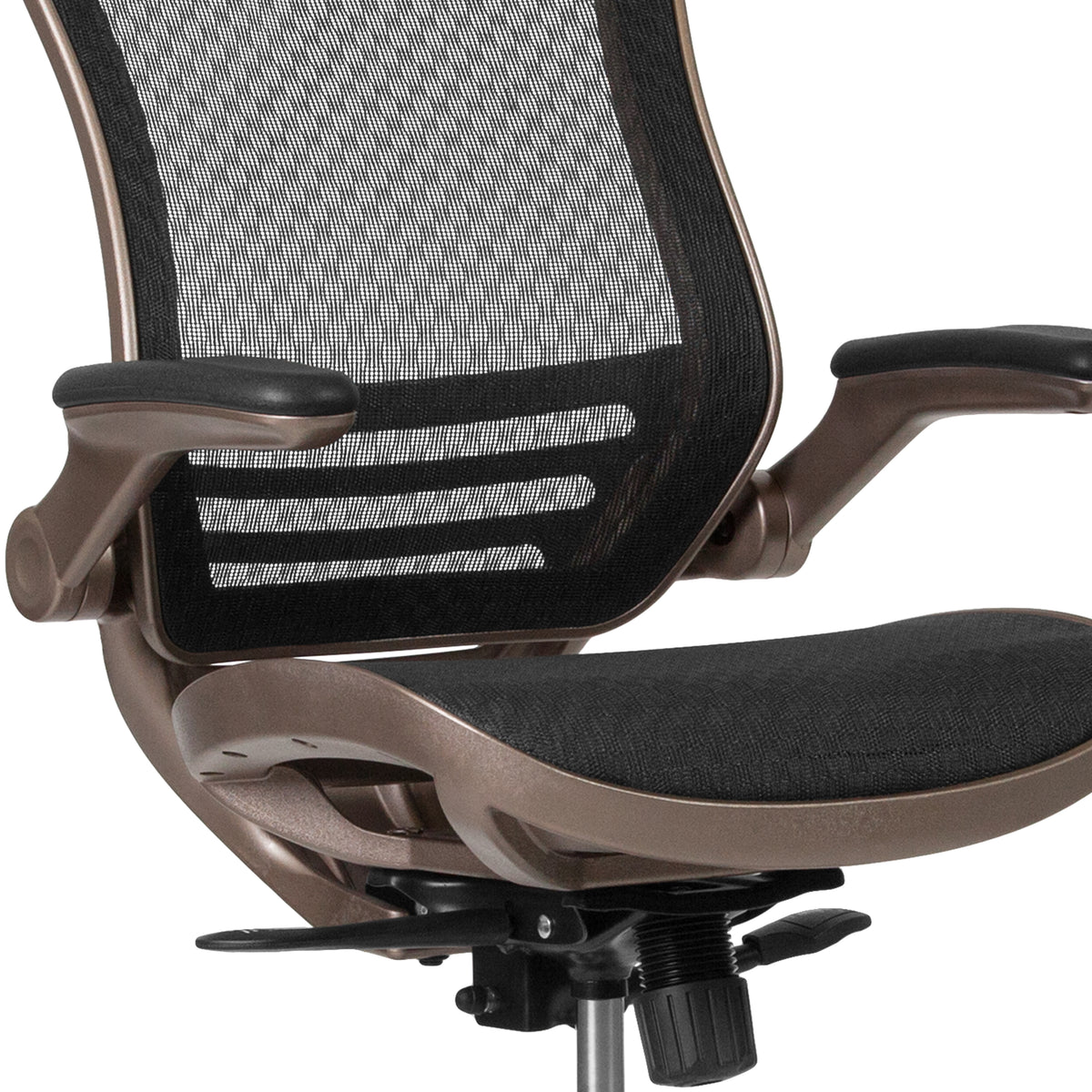 Mid-Back Transparent Mesh Drafting Chair with Flip-Up Arms