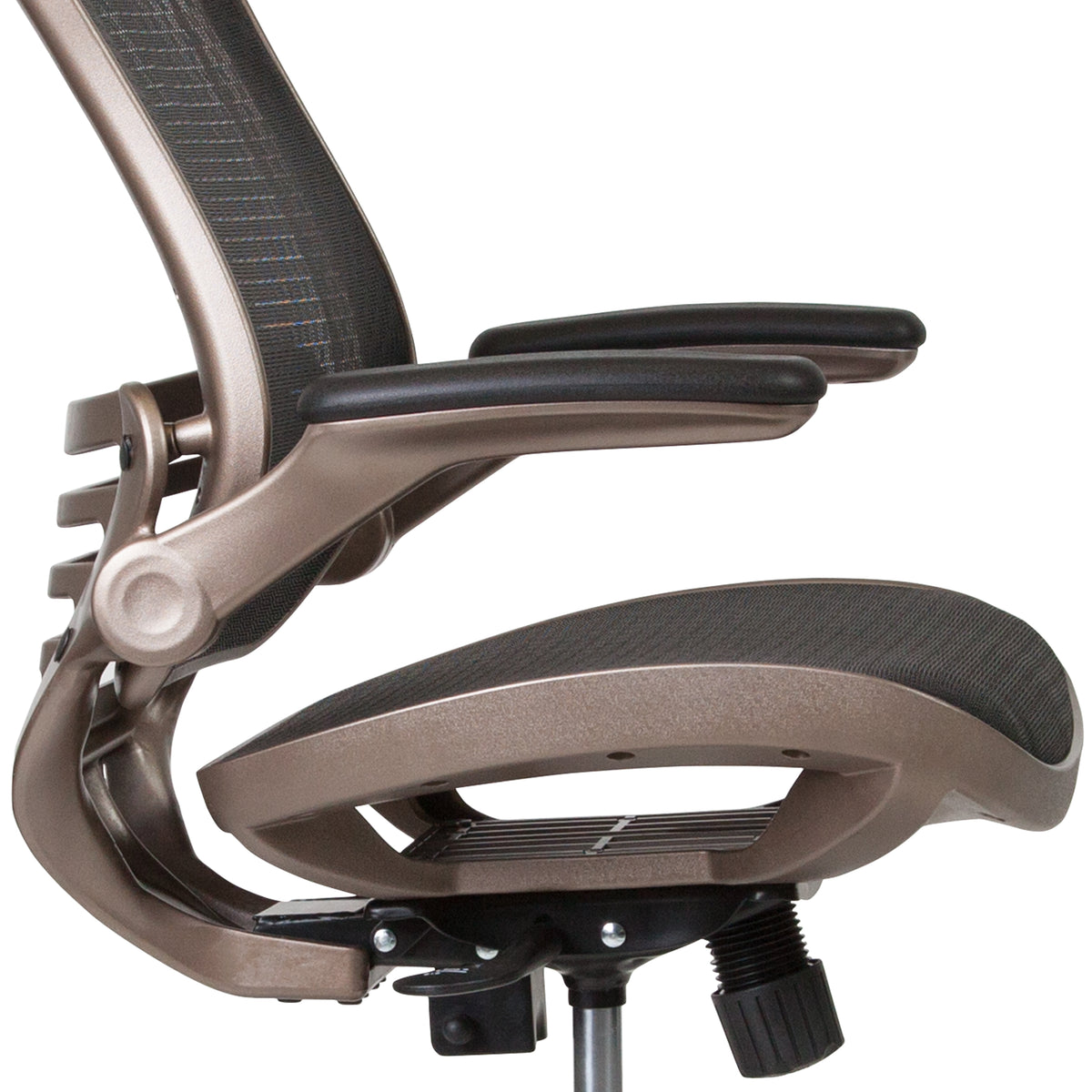 Mid-Back Transparent Mesh Drafting Chair with Flip-Up Arms