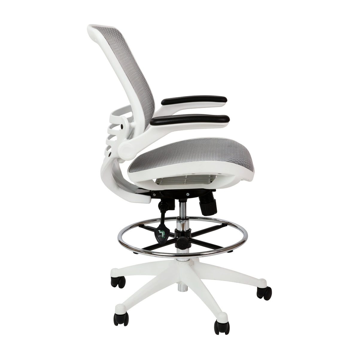 Mid-Back Transparent Mesh Drafting Chair with Flip-Up Arms