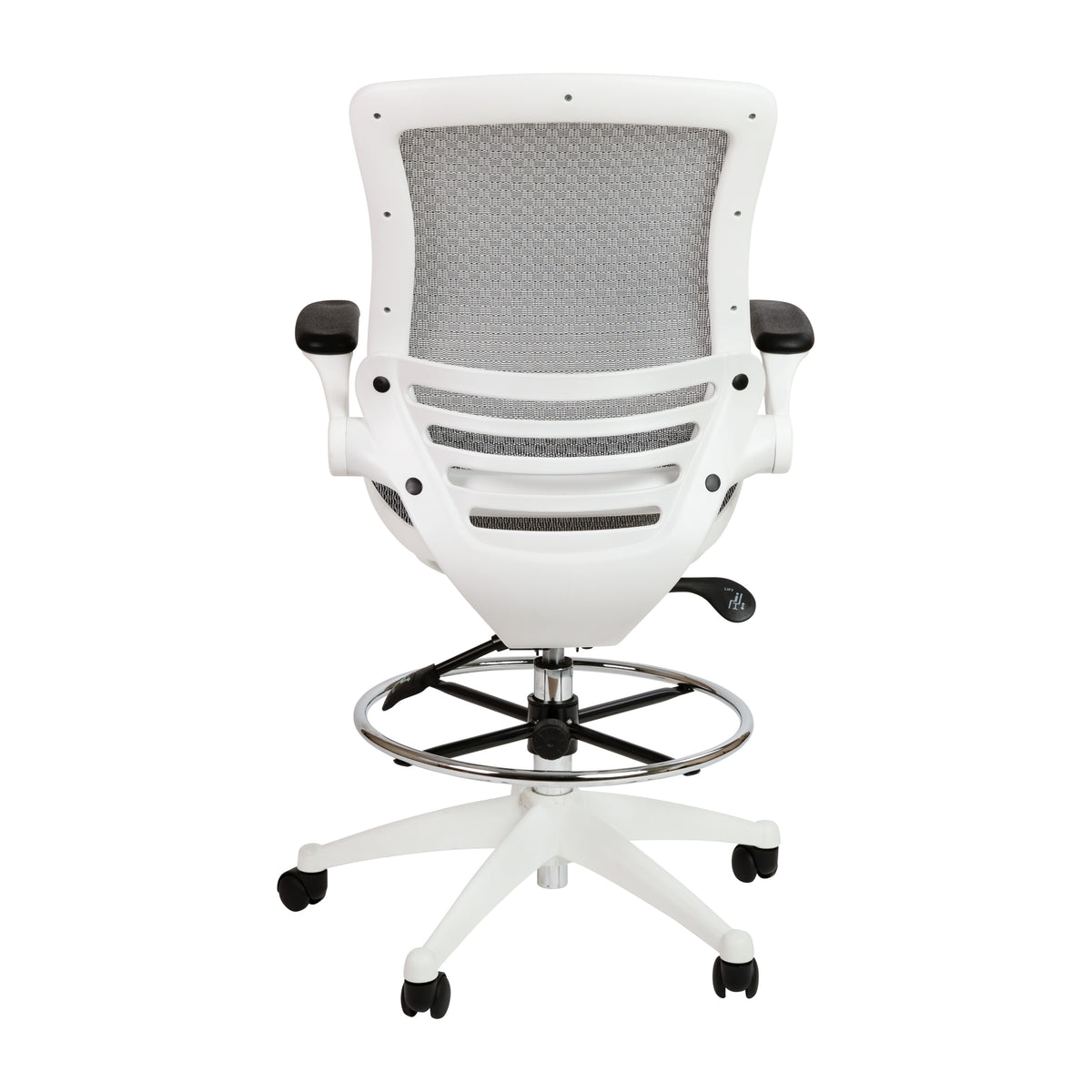 Mid-Back Transparent Mesh Drafting Chair with Flip-Up Arms