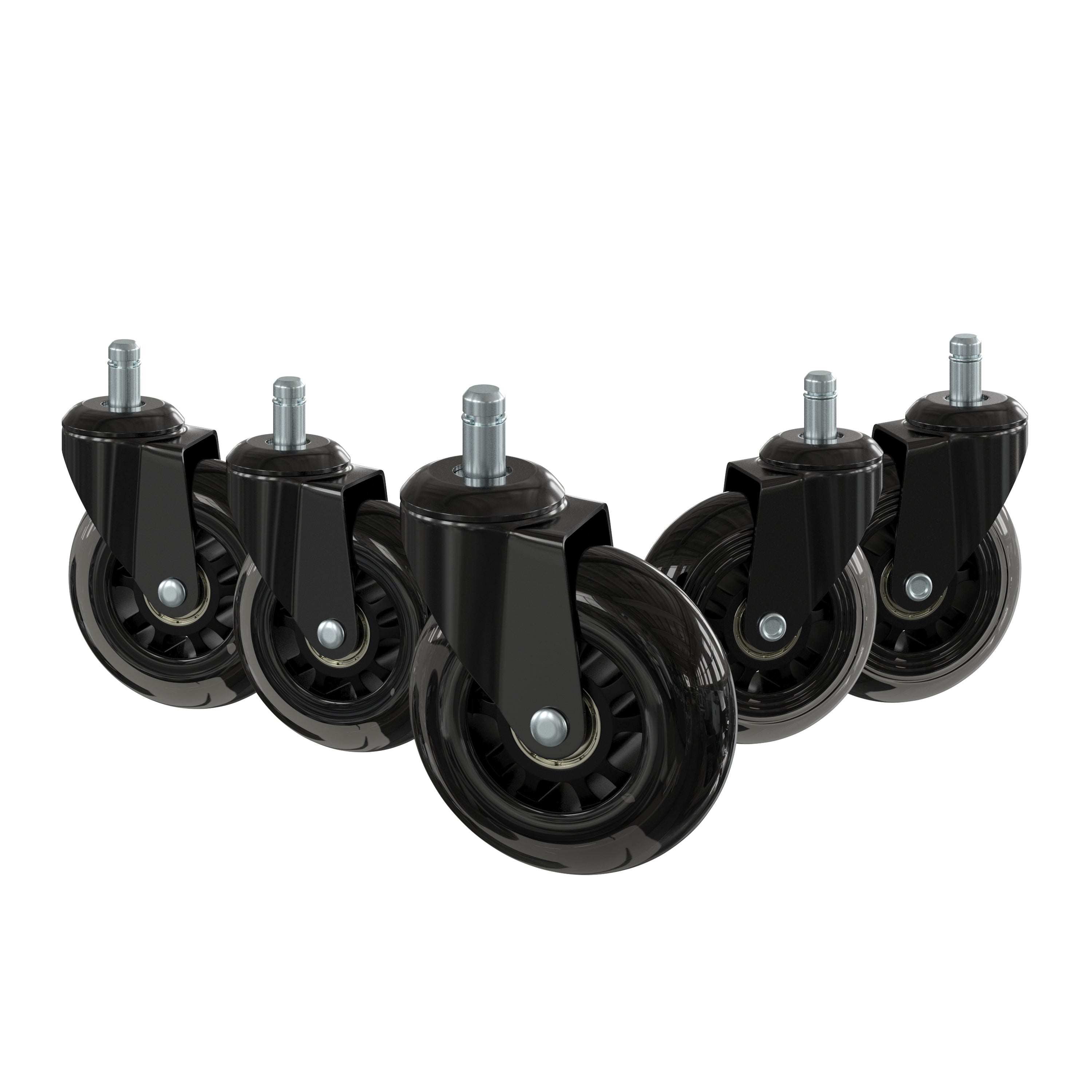 Set of 5 Non-Marring Polyurethane Replacement Wheels with Ball Bearing Motion for Gaming and Home Office Chairs