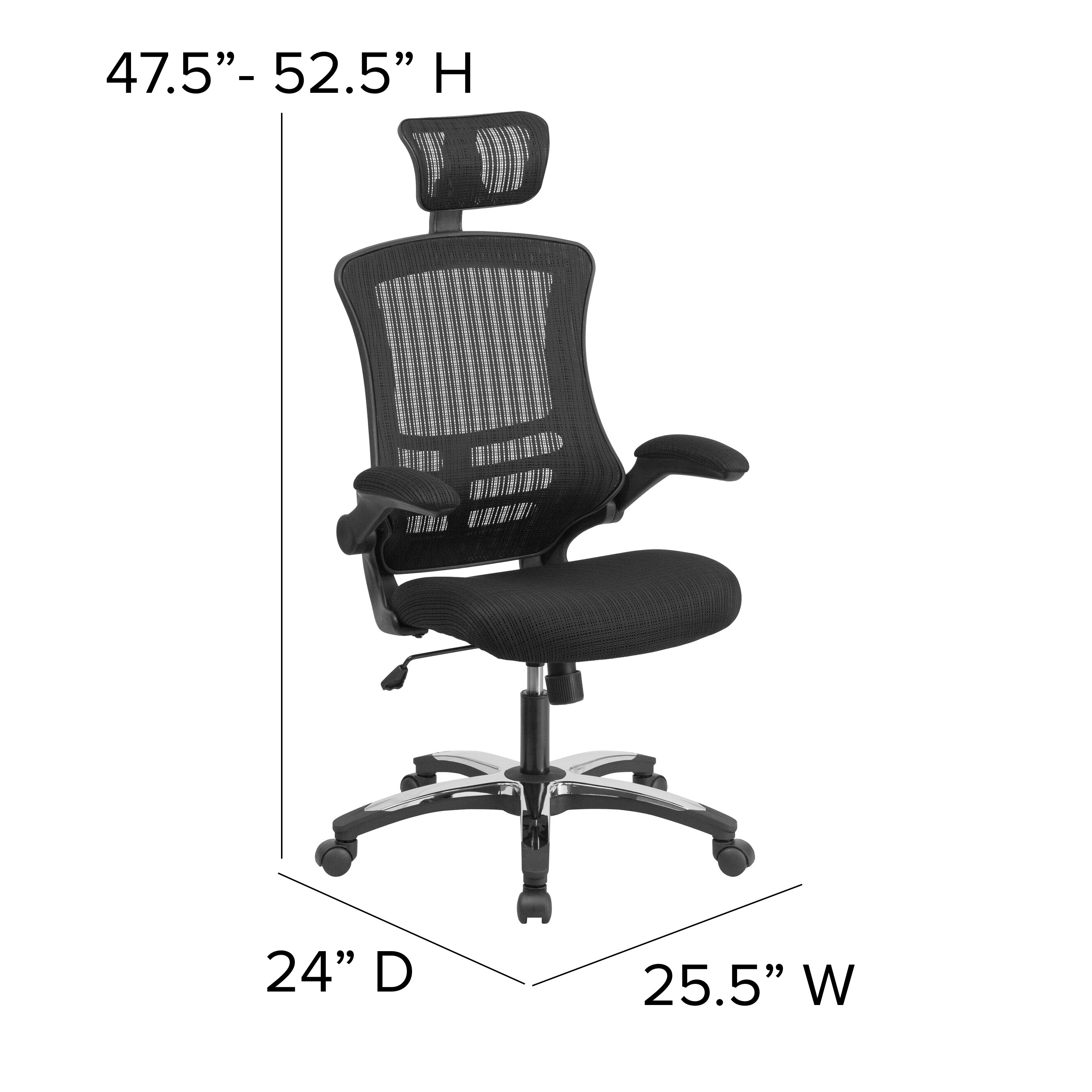 High-Back Black Mesh Swivel Ergonomic Executive Office Chair with Flip-Up Arms and Adjustable Headrest-Office Chair-Flash Furniture-Wall2Wall Furnishings