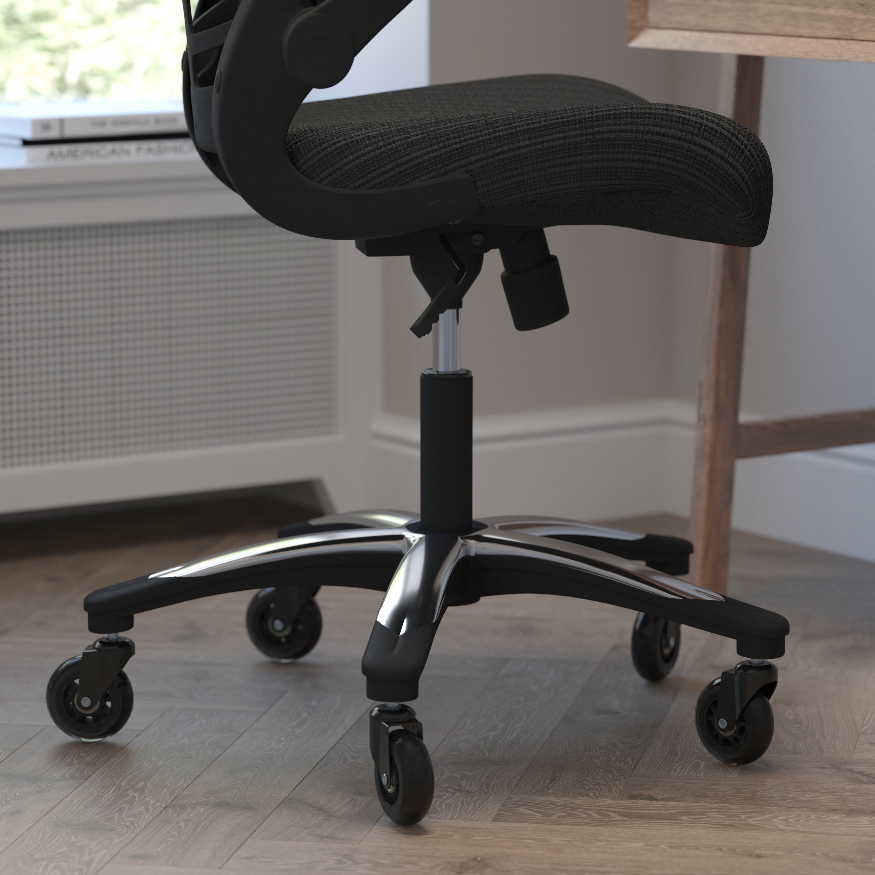 Kelista High-Back Swivel Ergonomic Executive Office Chair with Flip-Up Arms and Roller Wheels