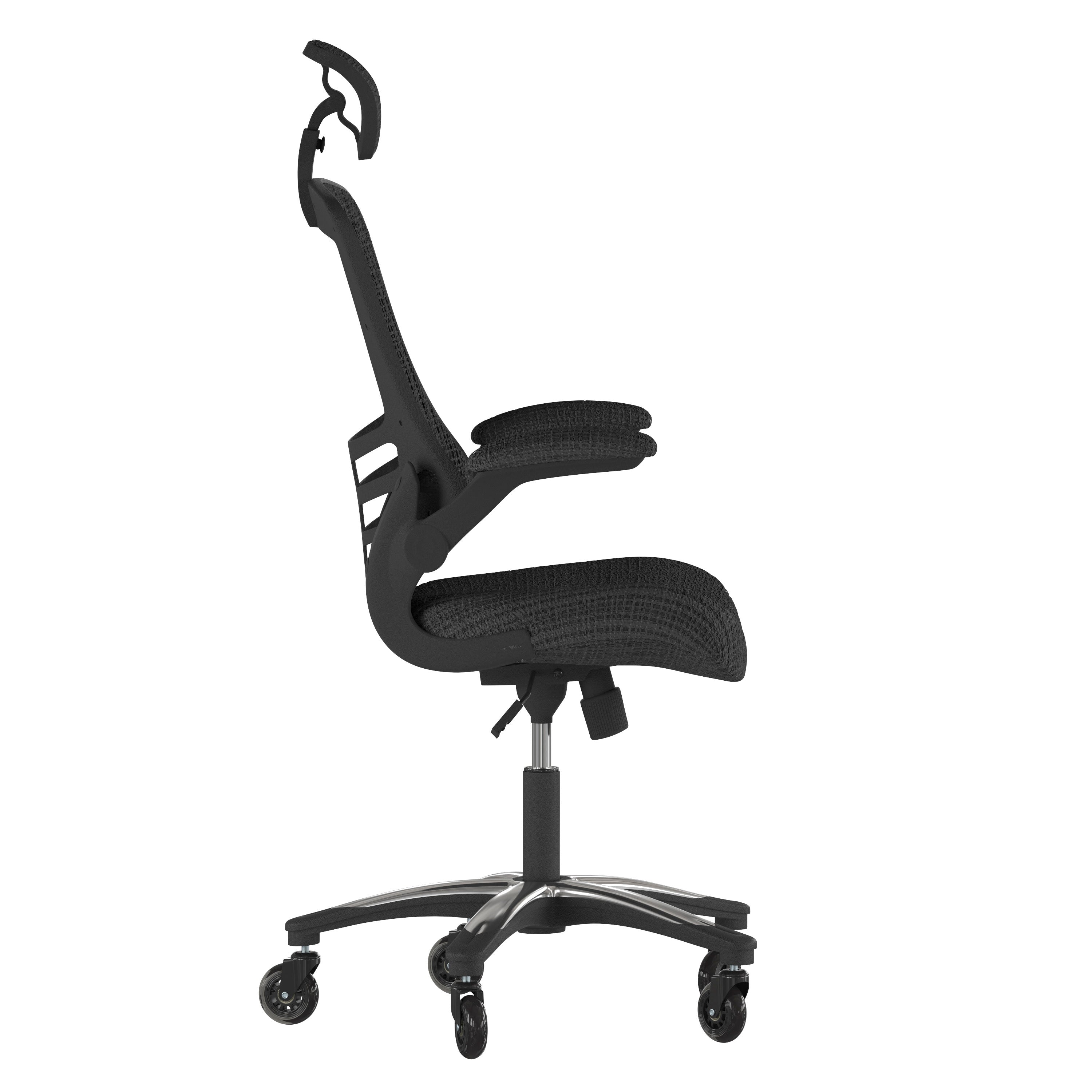 Kelista High-Back Swivel Ergonomic Executive Office Chair with Flip-Up Arms and Roller Wheels