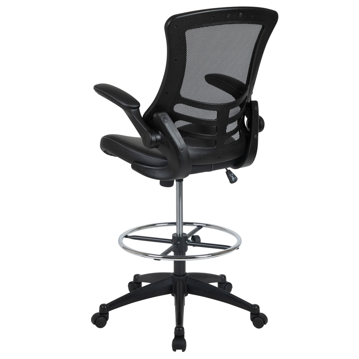 Mid-Back Mesh Ergonomic Drafting Chair with Adjustable Foot Ring and Flip-Up Arms
