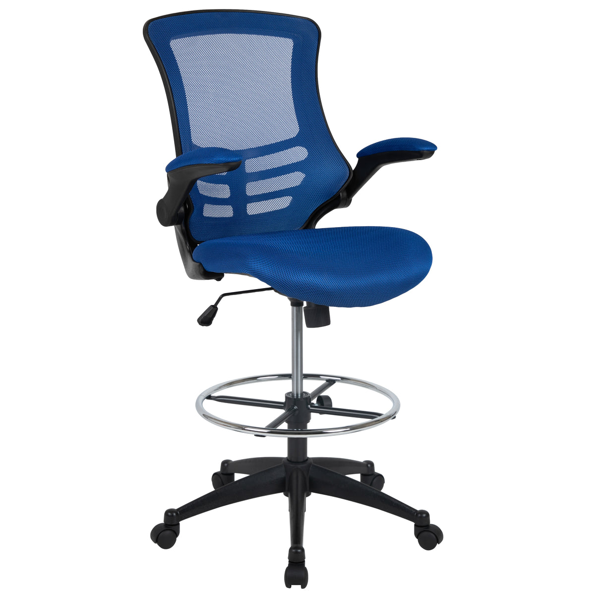 Mid-Back Mesh Ergonomic Drafting Chair with Adjustable Foot Ring and Flip-Up Arms