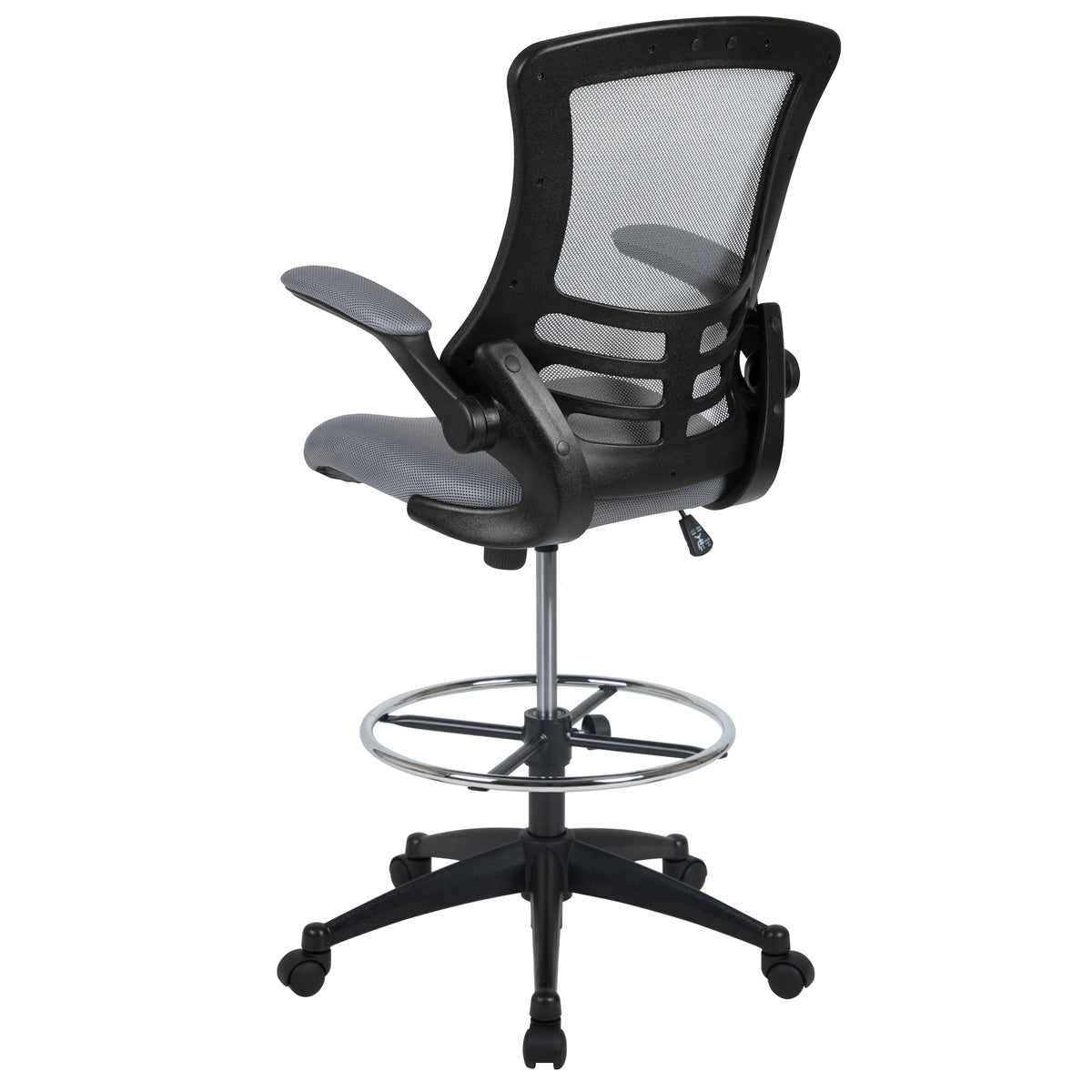 Mid-Back Mesh Ergonomic Drafting Chair with Adjustable Foot Ring and Flip-Up Arms