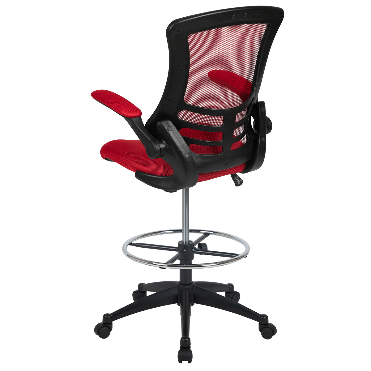 Mid-Back Mesh Ergonomic Drafting Chair with Adjustable Foot Ring and Flip-Up Arms