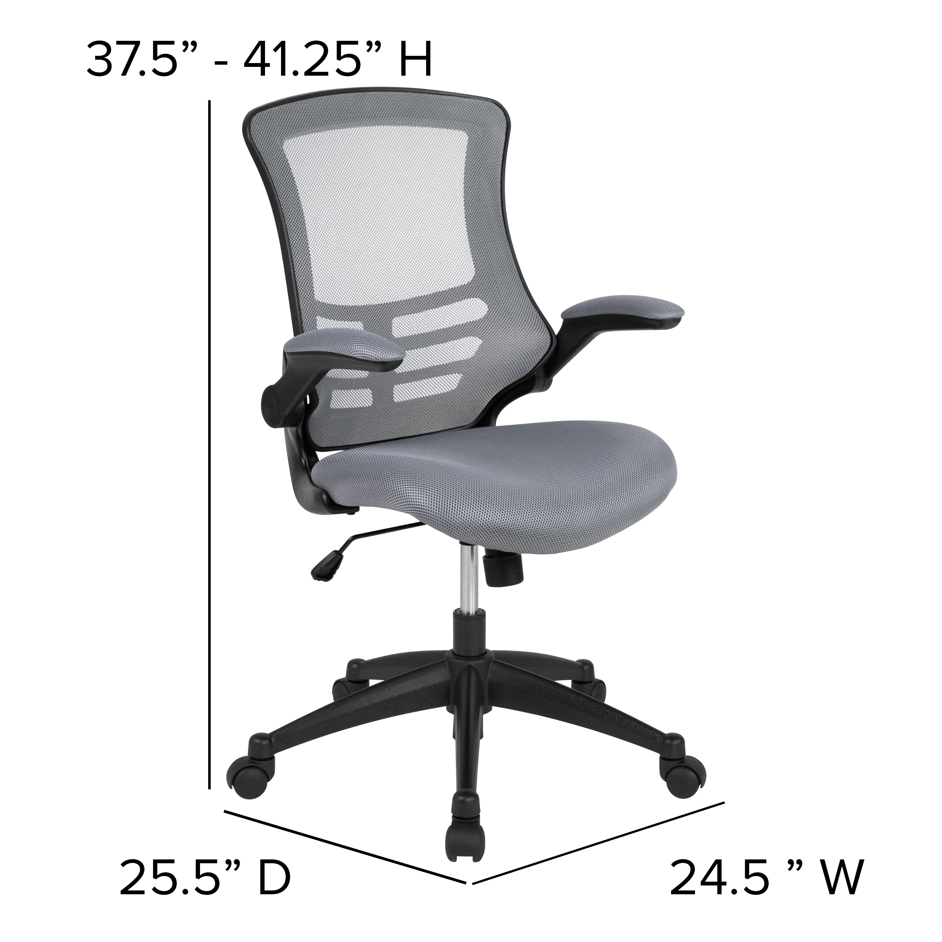 Mid-Back Mesh Swivel Ergonomic Task Office Chair with Flip-Up Arms