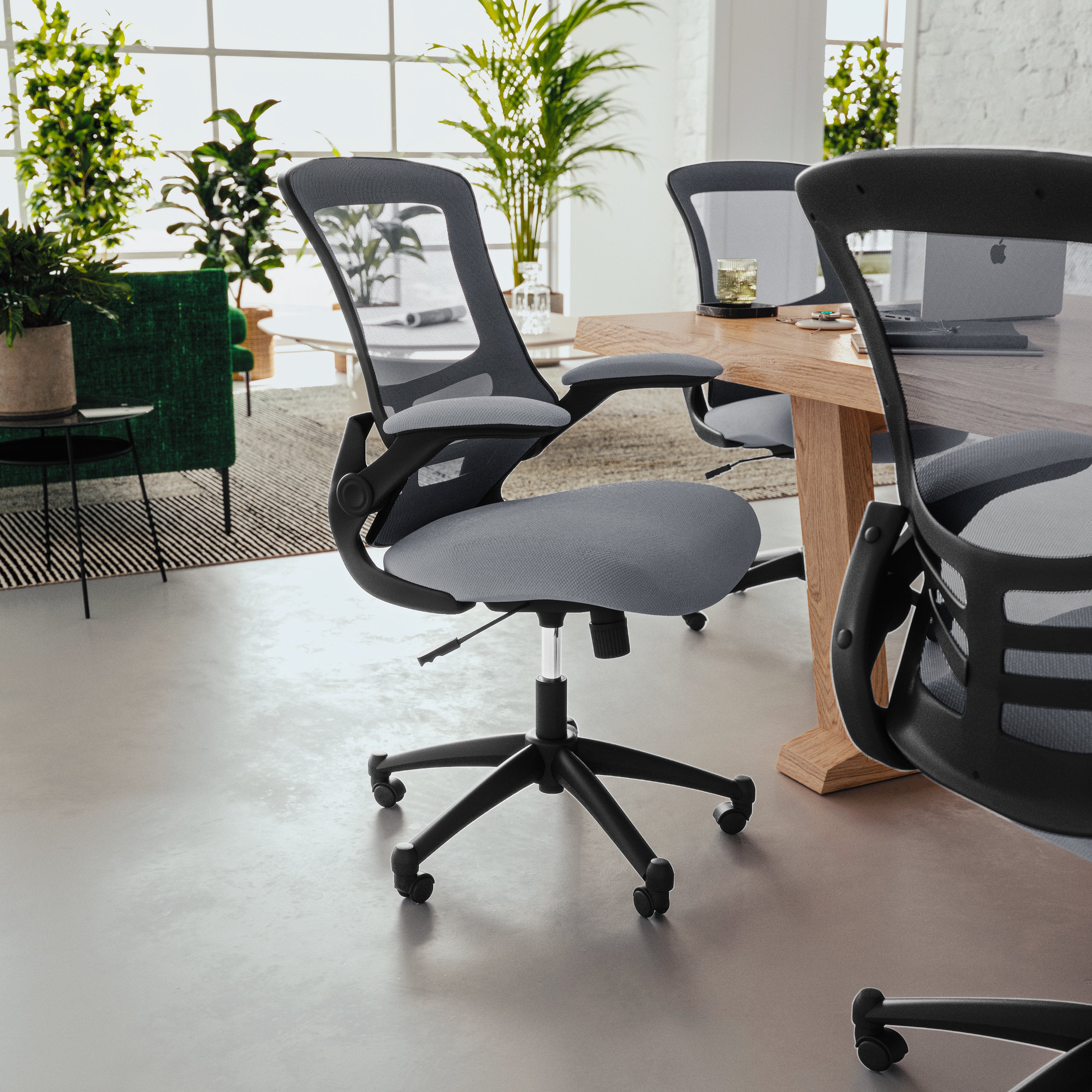Mid-Back Mesh Swivel Ergonomic Task Office Chair with Flip-Up Arms