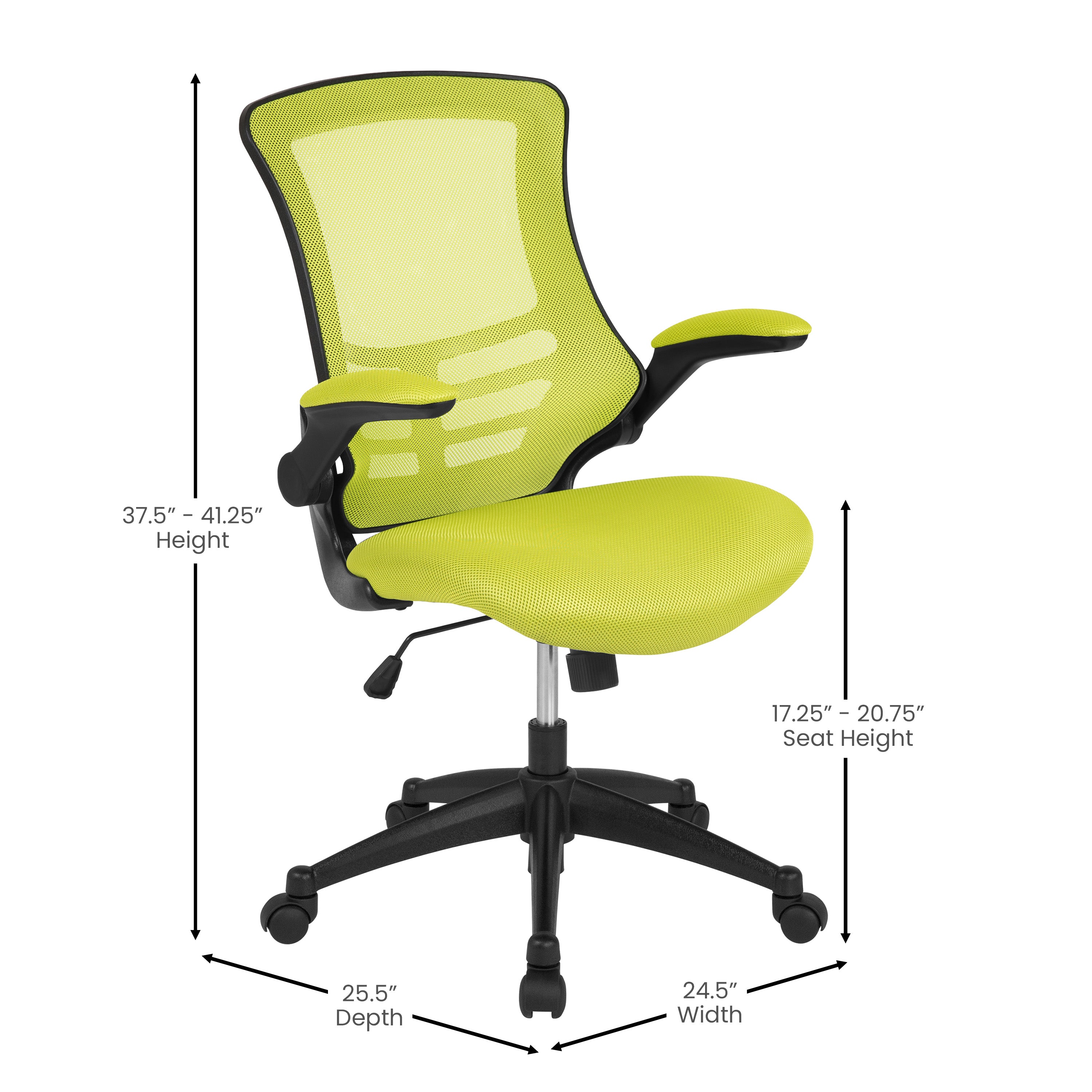 Mid-Back Mesh Swivel Ergonomic Task Office Chair with Flip-Up Arms