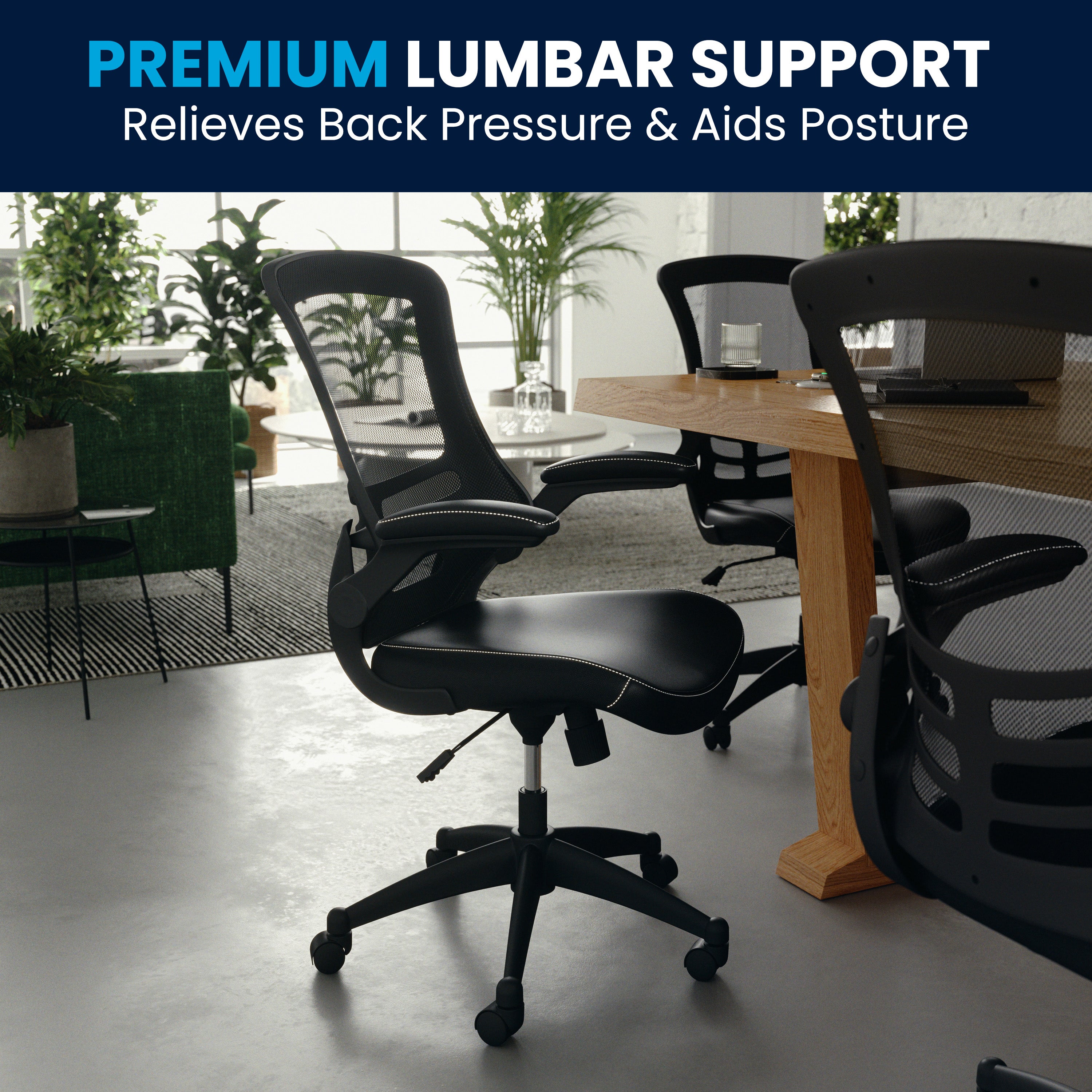 Mid-Back Mesh Swivel Ergonomic Task Office Chair with Flip-Up Arms