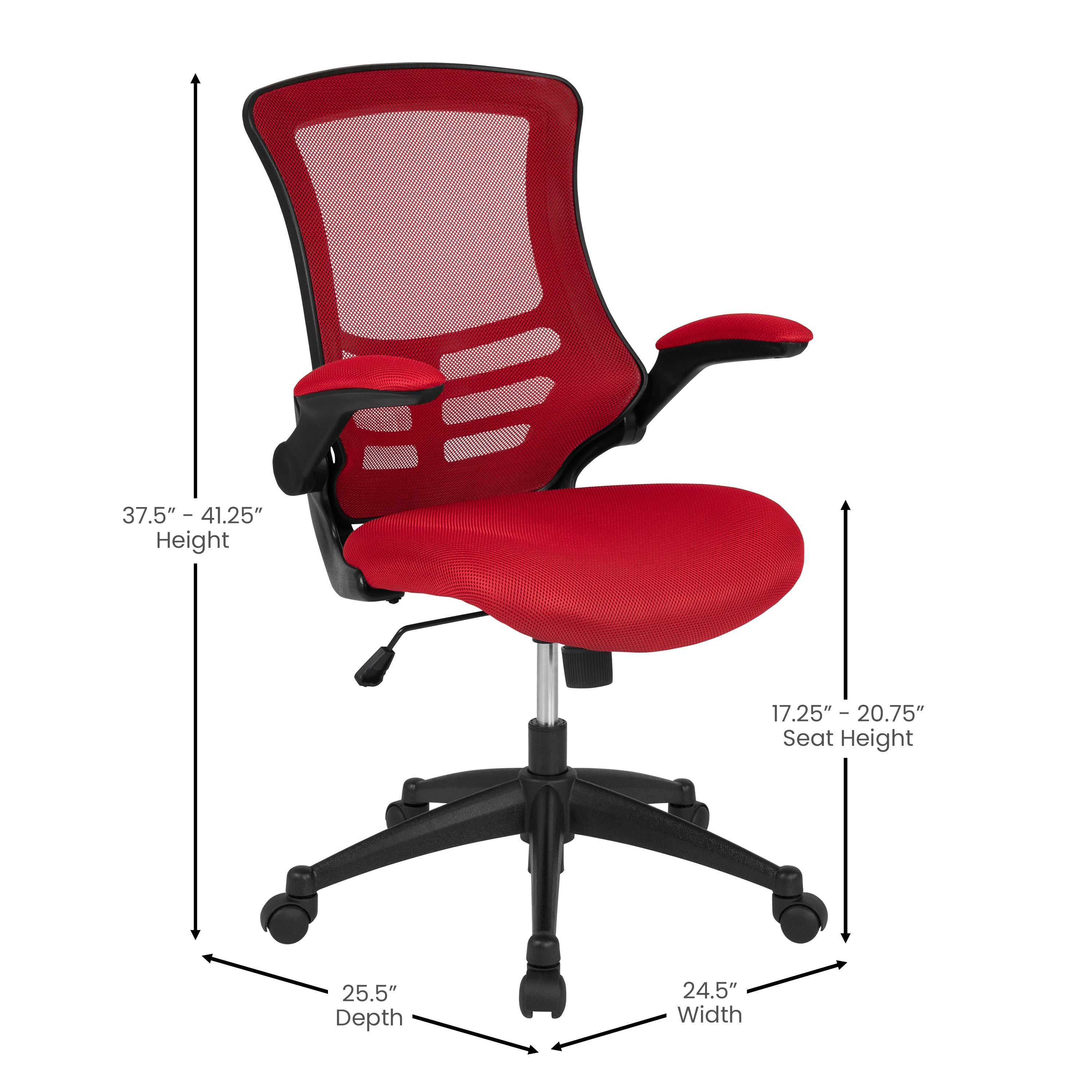Mid-Back Mesh Swivel Ergonomic Task Office Chair with Flip-Up Arms