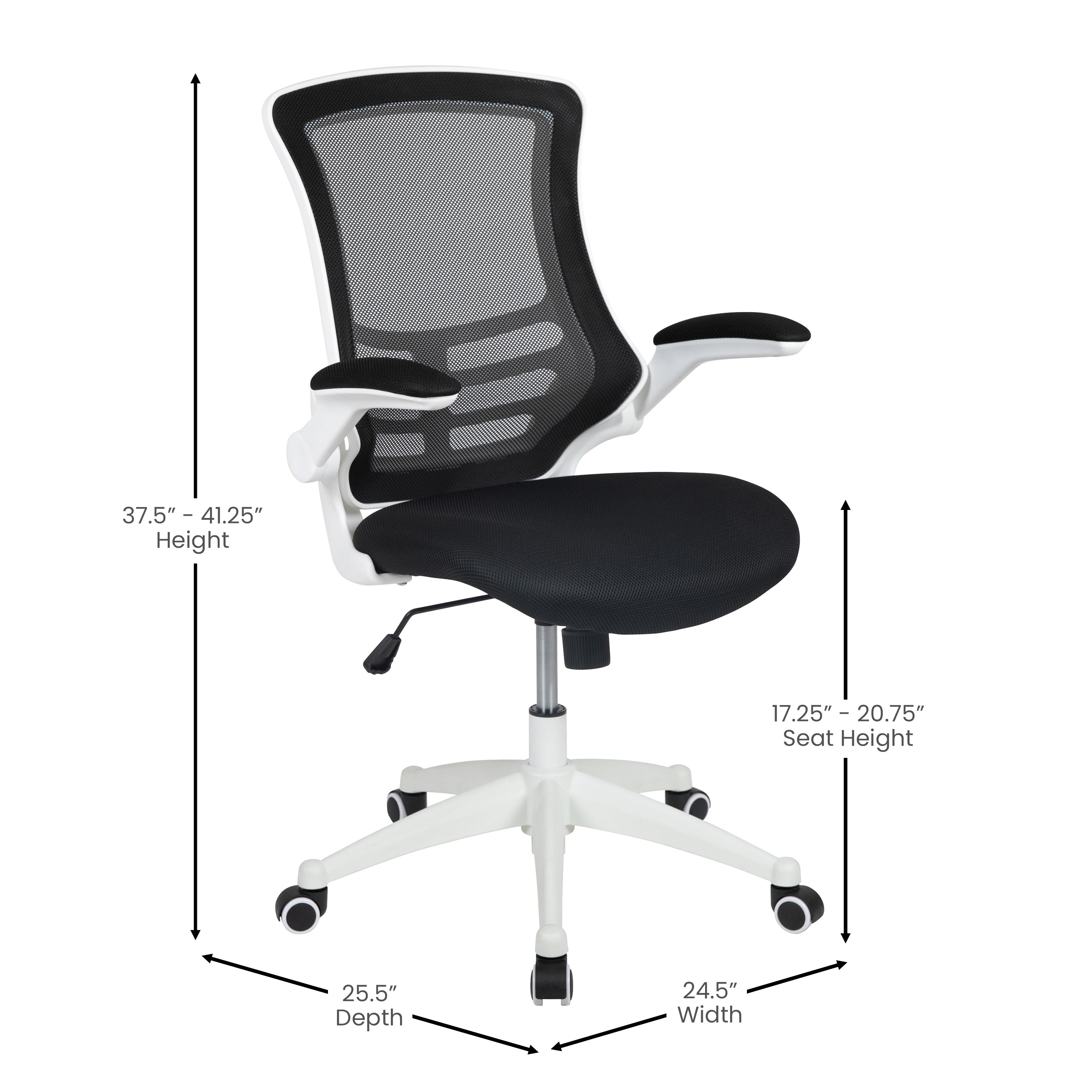 Mid-Back Mesh Swivel Ergonomic Task Office Chair with Flip-Up Arms