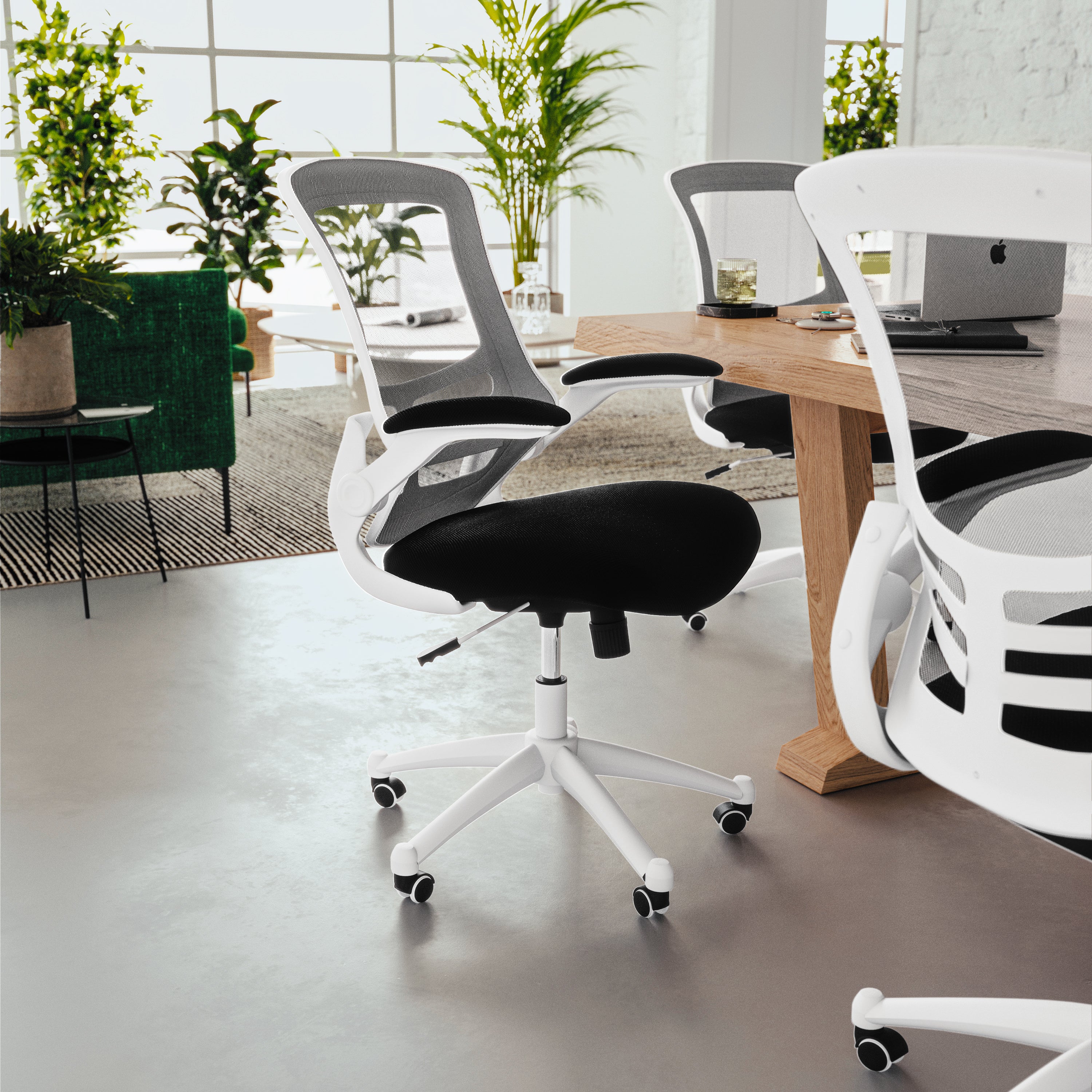 Mid-Back Mesh Swivel Ergonomic Task Office Chair with Flip-Up Arms