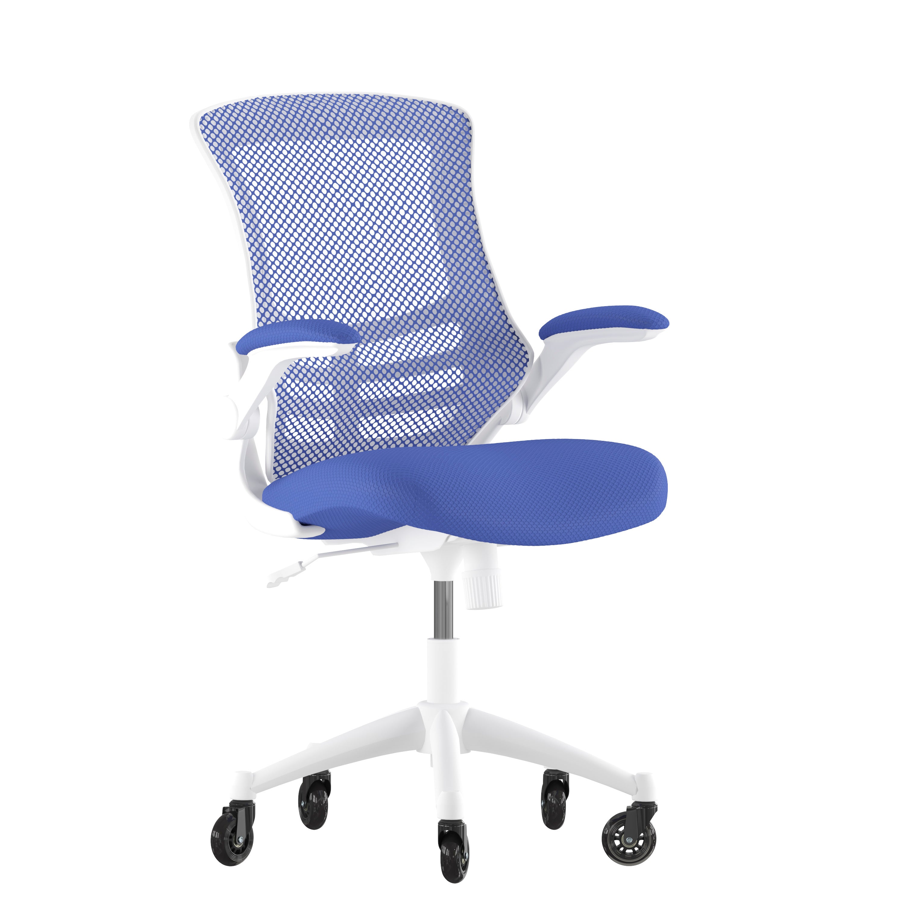 Kelista Mid-Back Swivel Ergonomic Task Office Chair with Flip-Up Arms and Transparent Roller Wheels