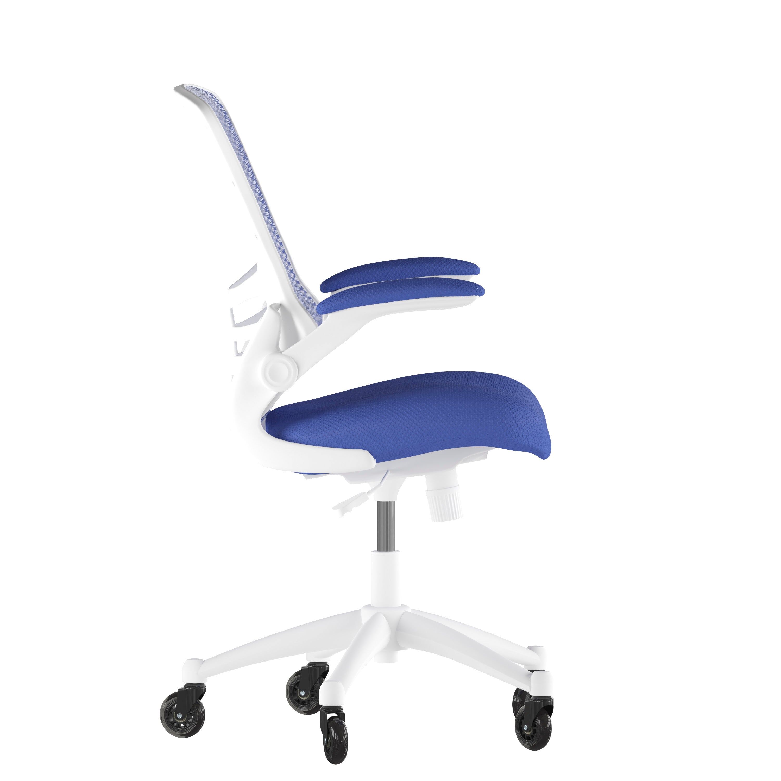 Kelista Mid-Back Swivel Ergonomic Task Office Chair with Flip-Up Arms and Transparent Roller Wheels