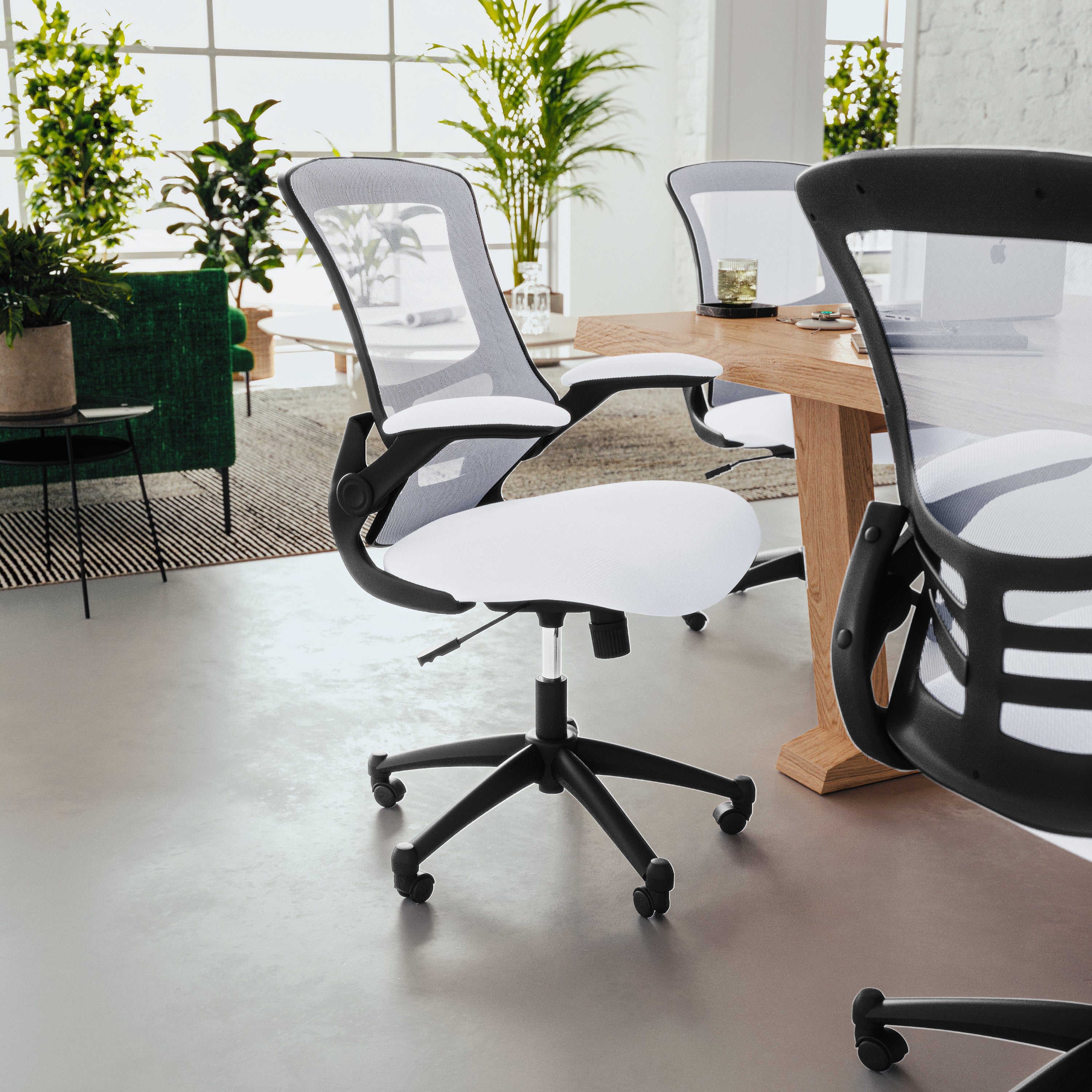 Mid-Back Mesh Swivel Ergonomic Task Office Chair with Flip-Up Arms