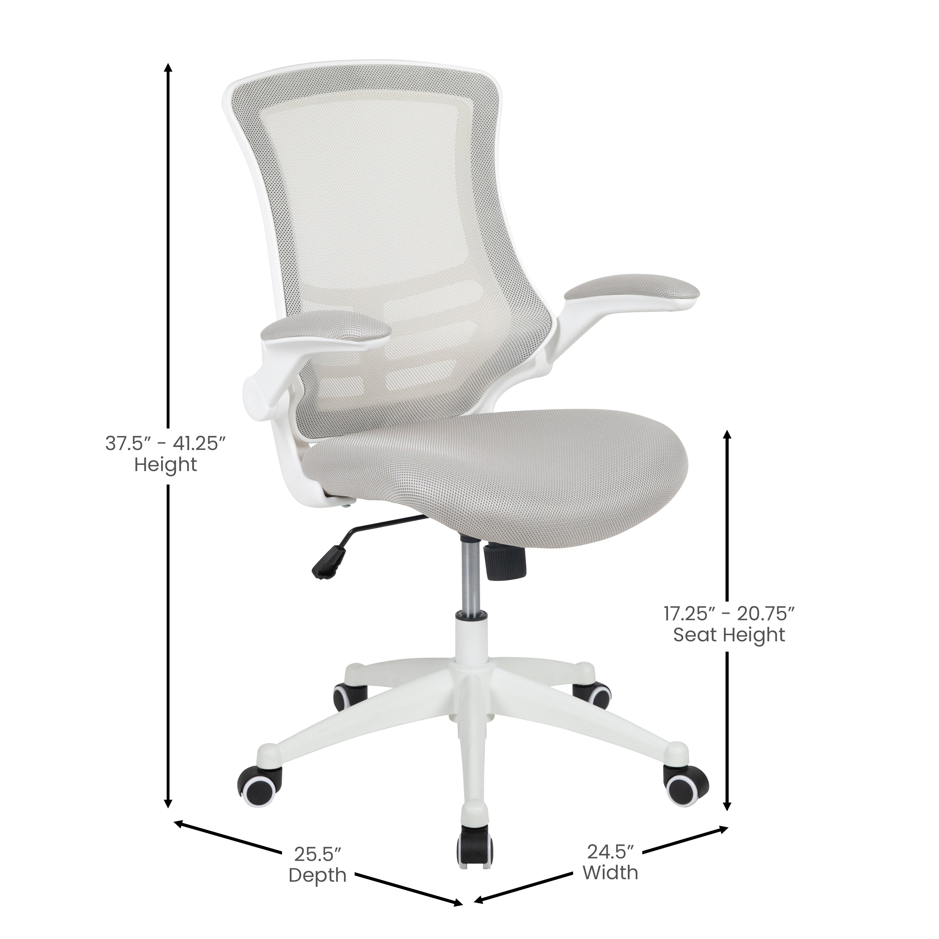 Mid-Back Mesh Swivel Ergonomic Task Office Chair with Flip-Up Arms