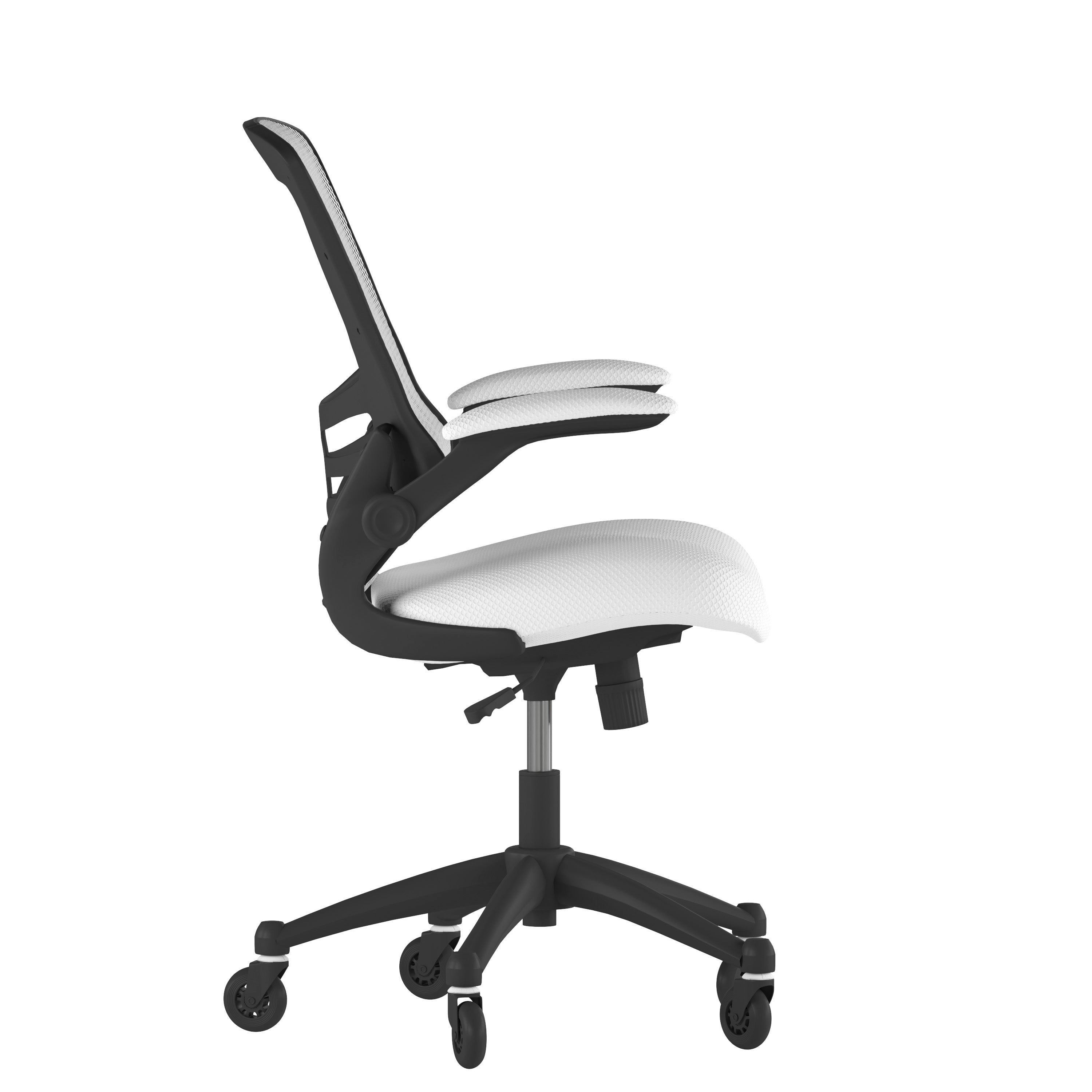 Kelista Mid-Back Swivel Ergonomic Task Office Chair with Flip-Up Arms and Transparent Roller Wheels