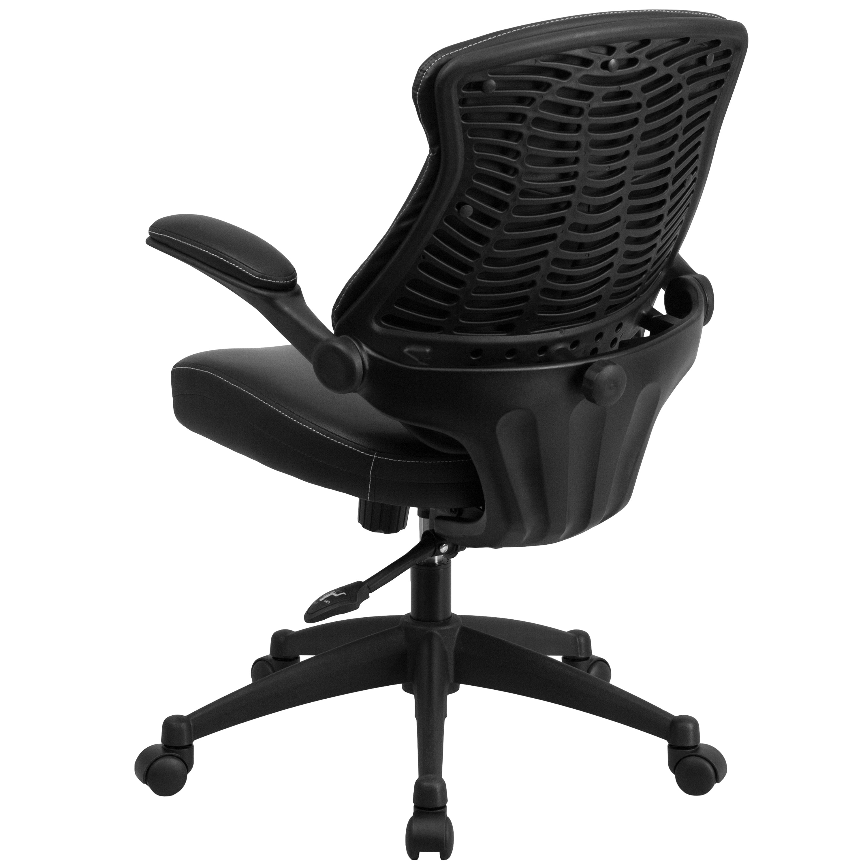 Mid-Back LeatherSoft Executive Swivel Ergonomic Office Chair with Back Angle Adjustment and Flip-Up Arms-Office Chair-Flash Furniture-Wall2Wall Furnishings