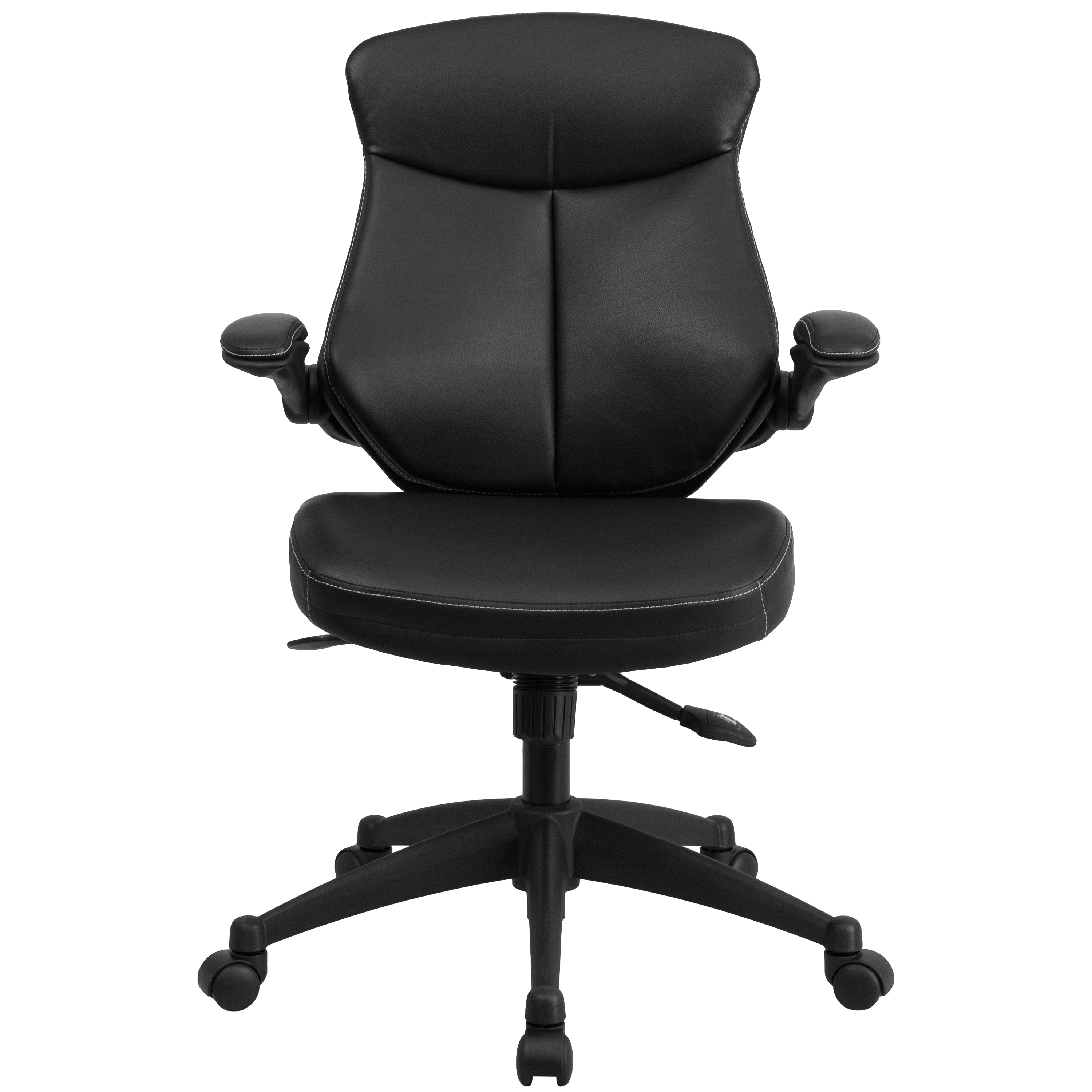 Mid-Back LeatherSoft Executive Swivel Ergonomic Office Chair with Back Angle Adjustment and Flip-Up Arms-Office Chair-Flash Furniture-Wall2Wall Furnishings