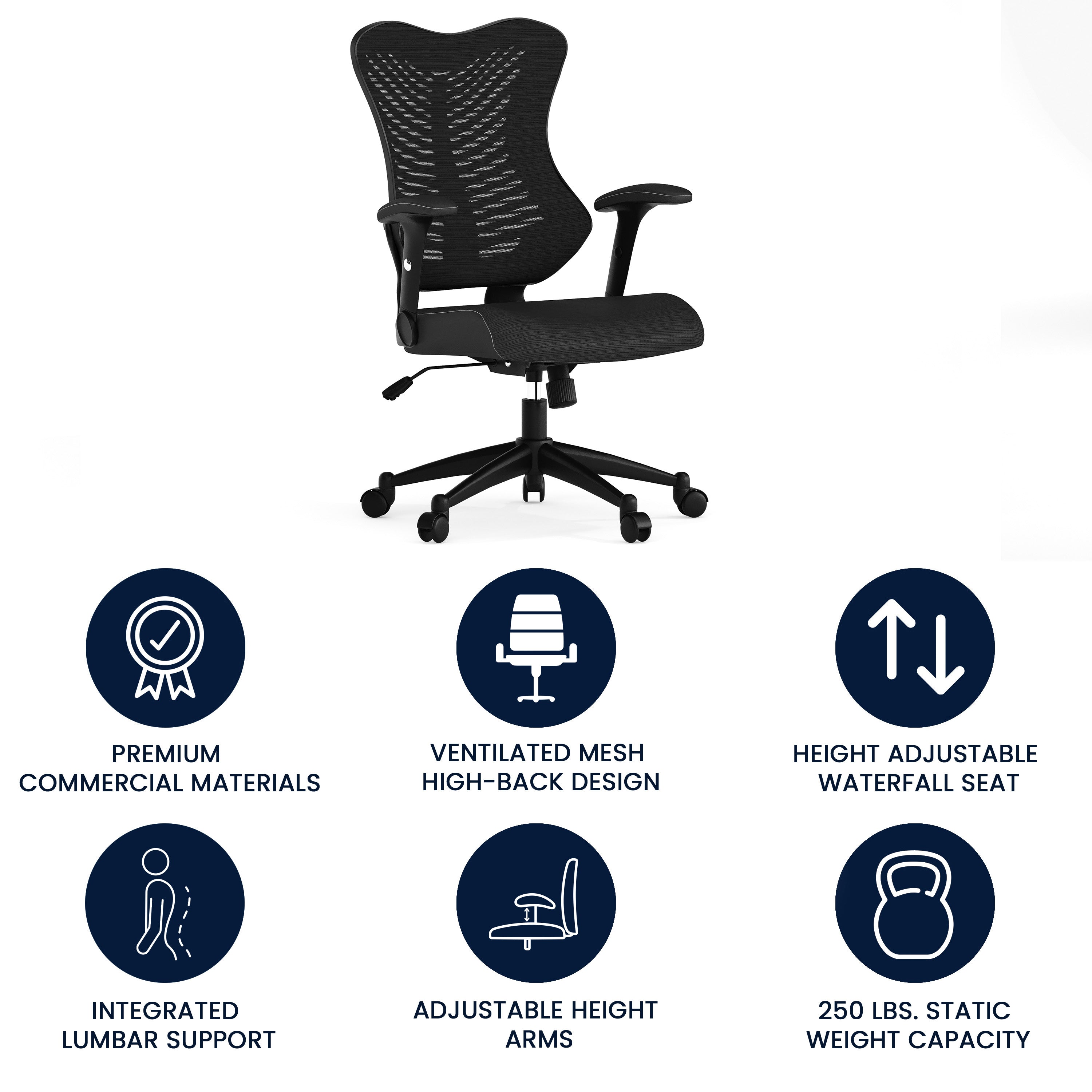 High Back Designer Mesh Executive Swivel Ergonomic Office Chair with Adjustable Arms
