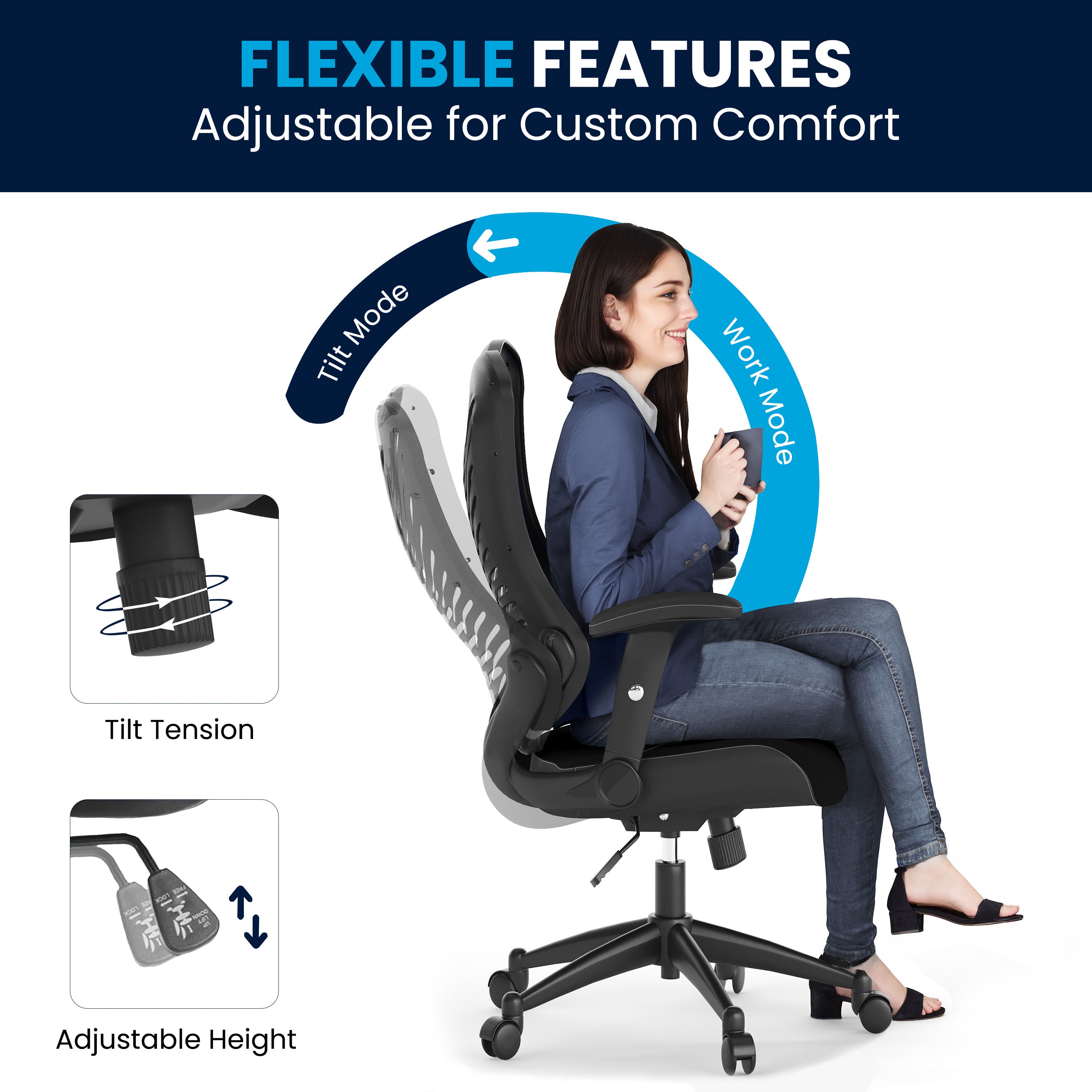 High Back Designer Mesh Executive Swivel Ergonomic Office Chair with Adjustable Arms