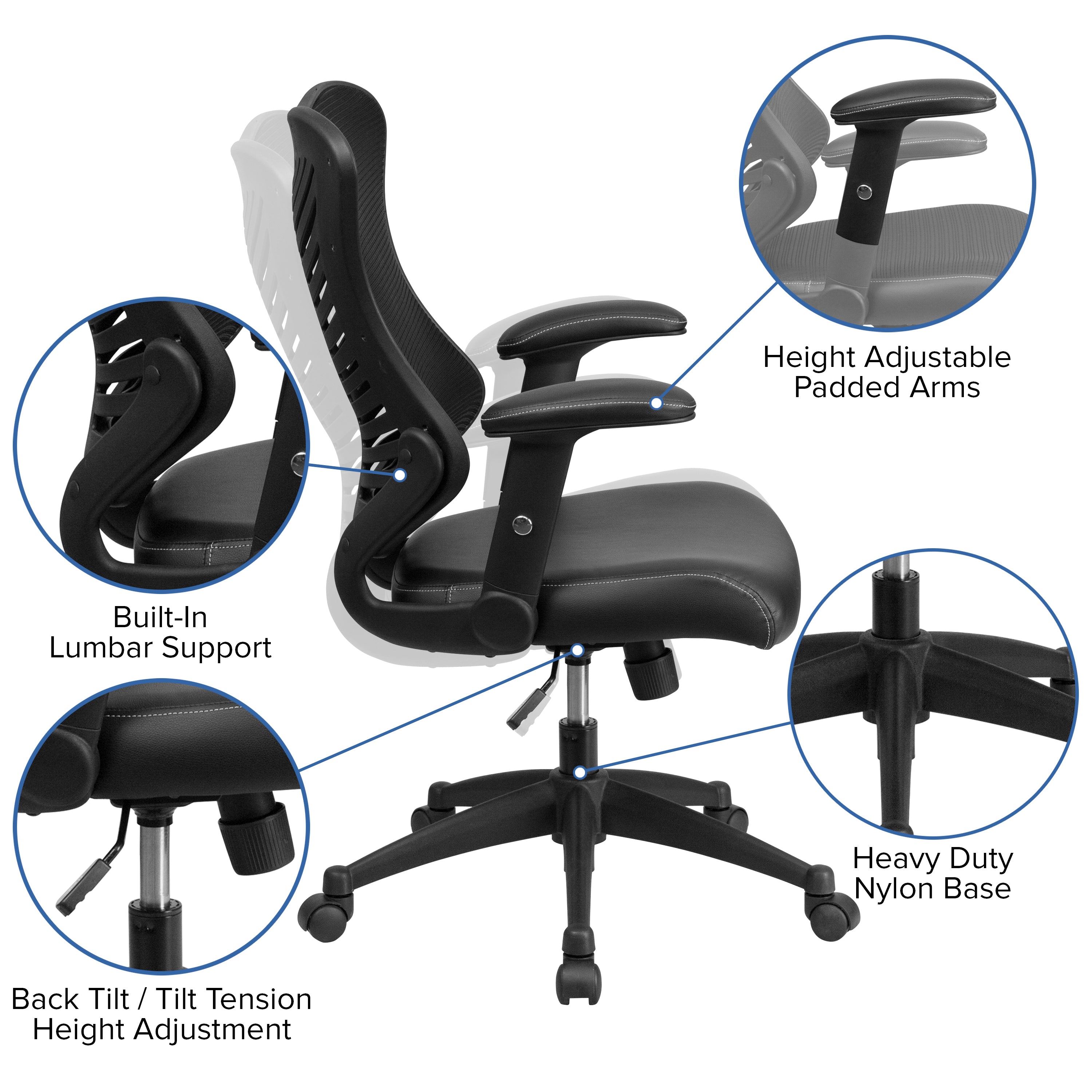 High Back Designer Mesh Executive Swivel Ergonomic Office Chair with Adjustable Arms