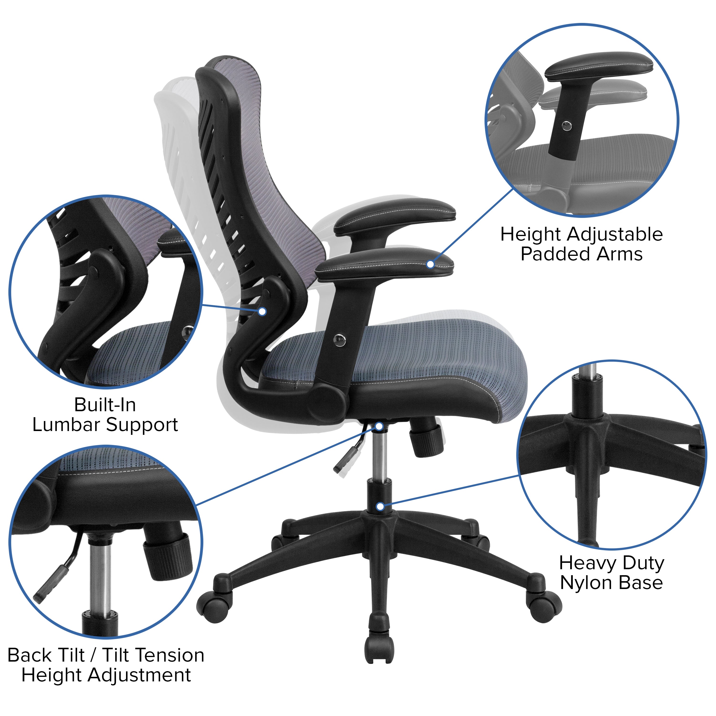 High Back Designer Mesh Executive Swivel Ergonomic Office Chair with Adjustable Arms