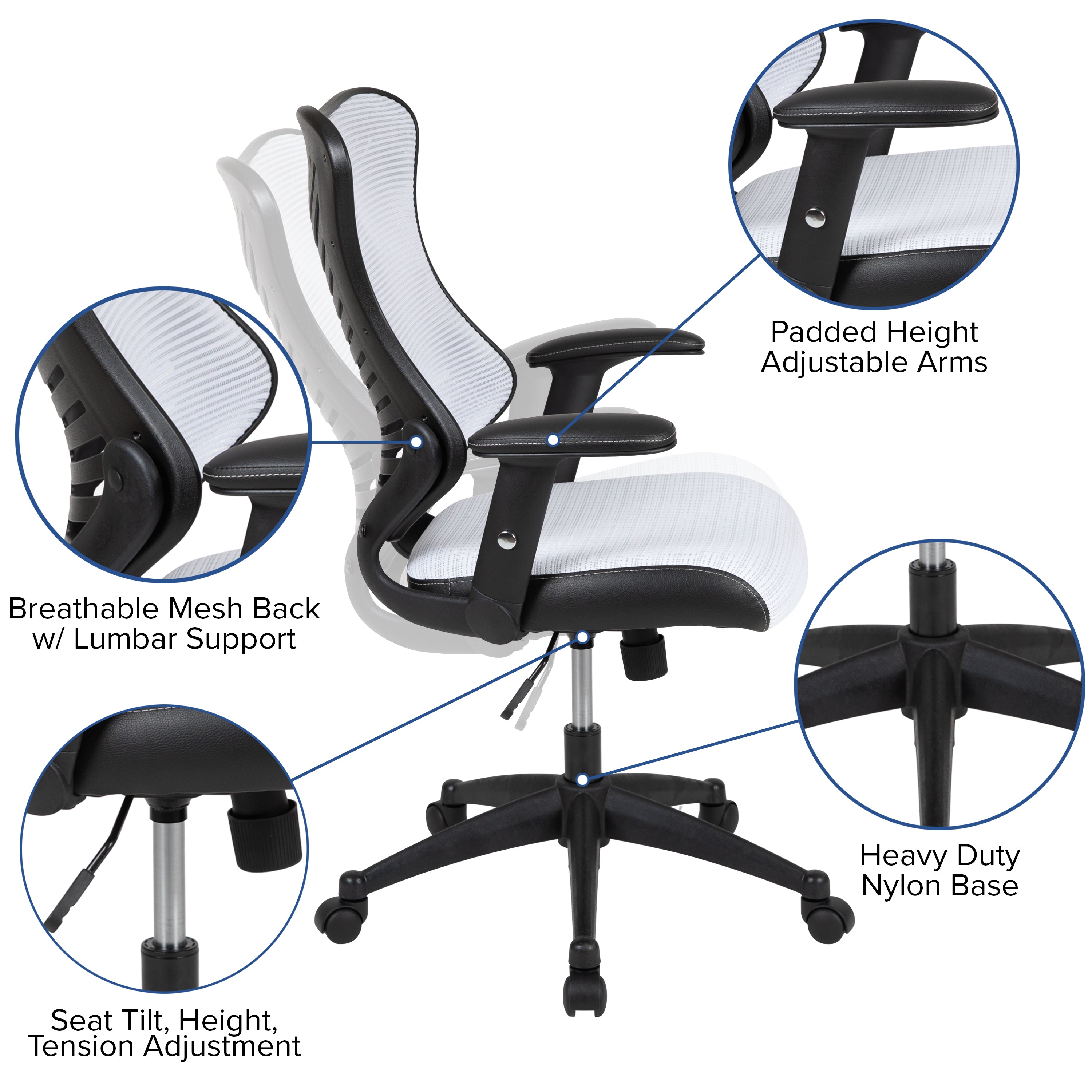 High Back Designer Mesh Executive Swivel Ergonomic Office Chair with Adjustable Arms