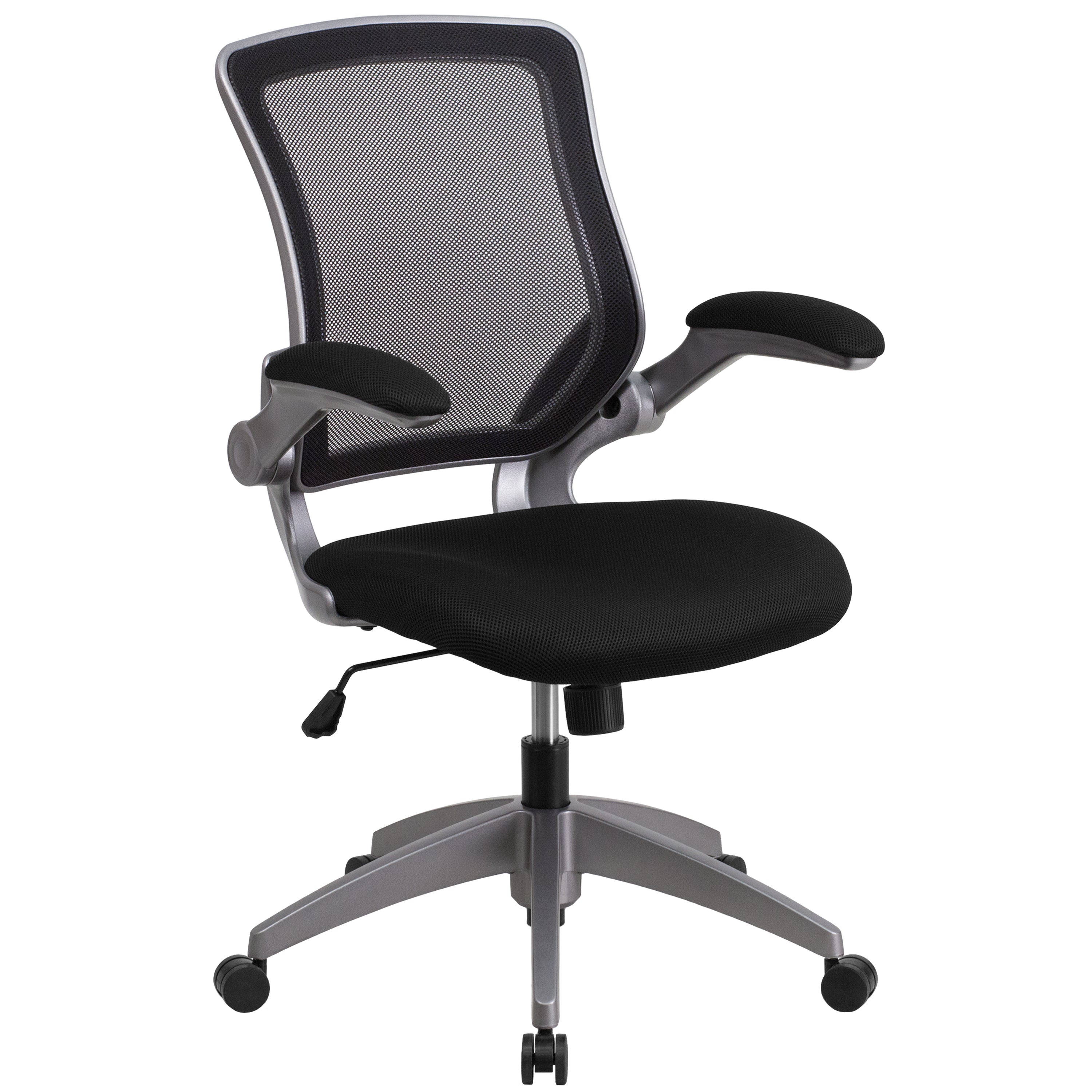 Mid-Back Mesh Swivel Ergonomic Task Office Chair with Gray Frame and Flip-Up Arms