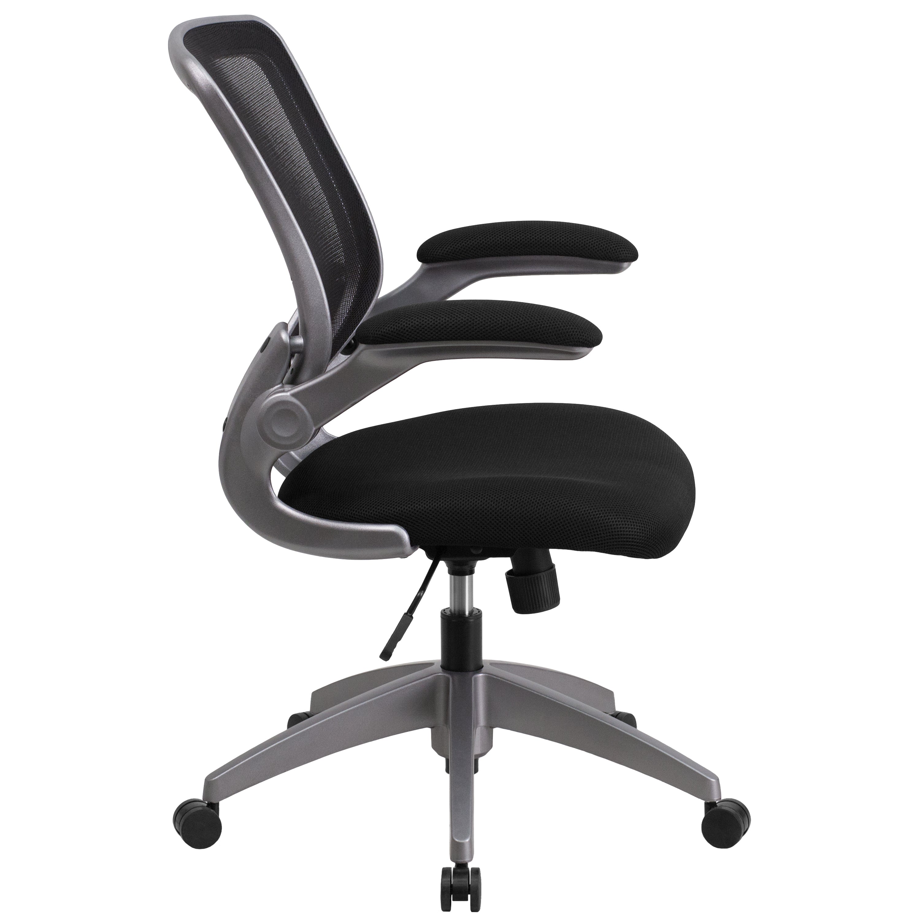 Mid-Back Mesh Swivel Ergonomic Task Office Chair with Gray Frame and Flip-Up Arms