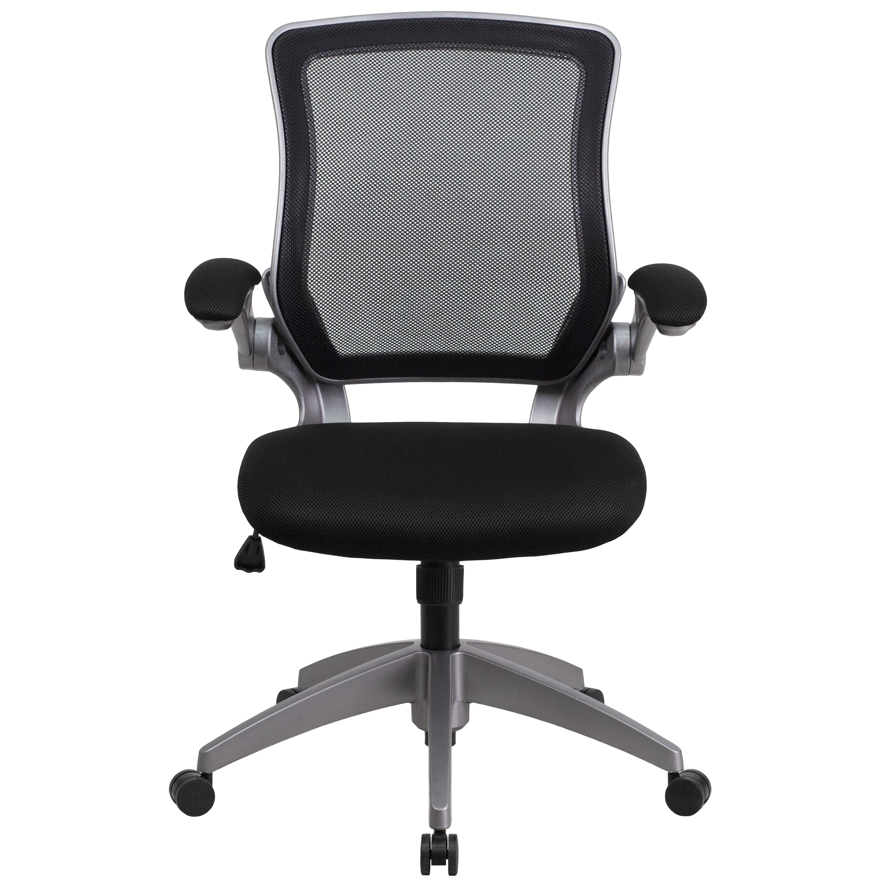 Mid-Back Mesh Swivel Ergonomic Task Office Chair with Gray Frame and Flip-Up Arms