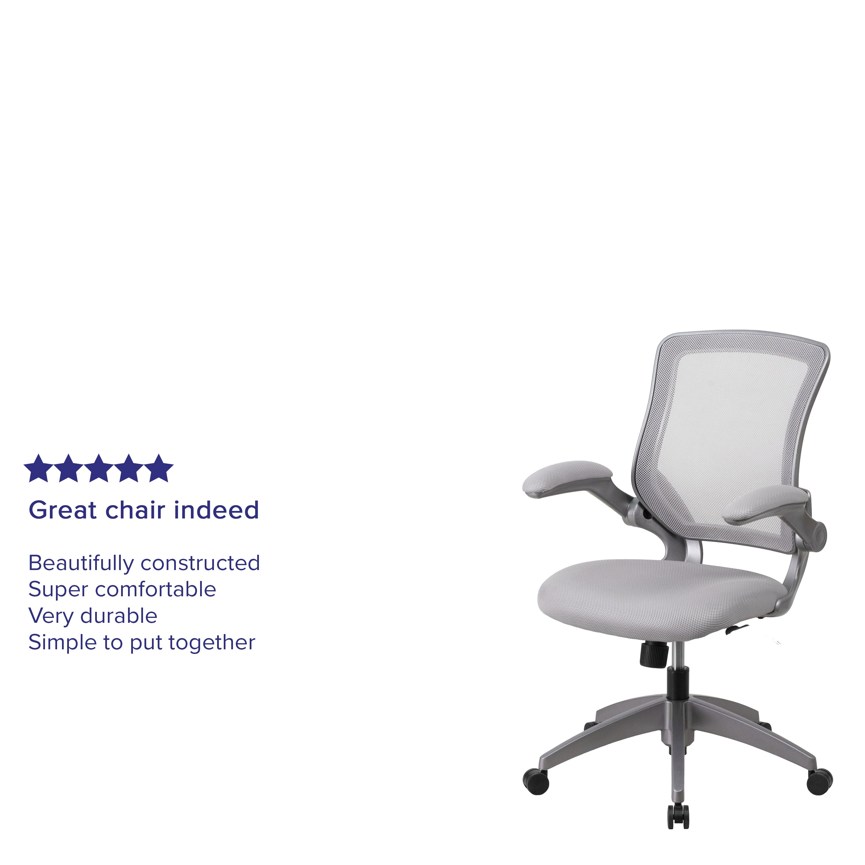 Mid-Back Mesh Swivel Ergonomic Task Office Chair with Gray Frame and Flip-Up Arms