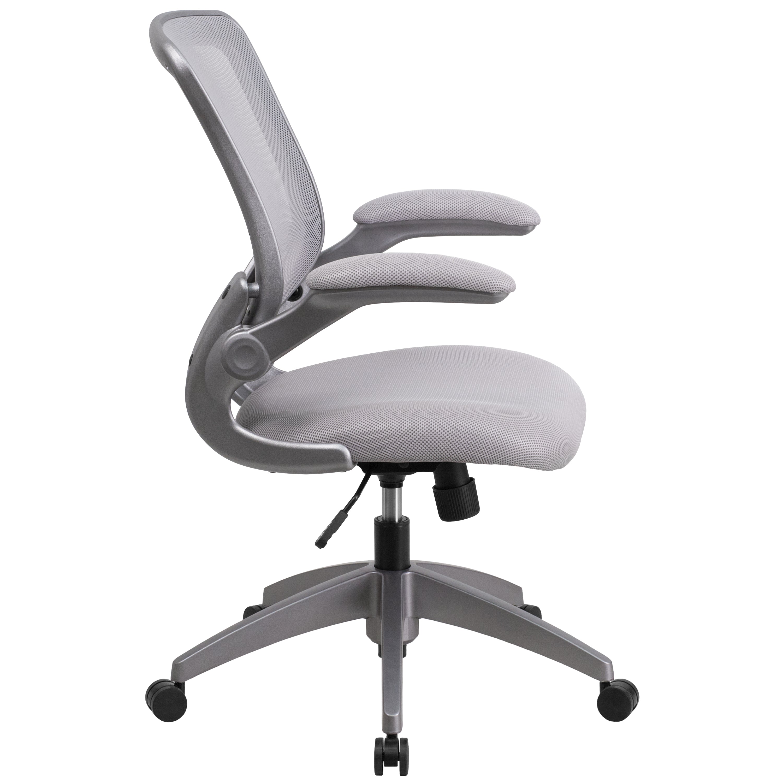 Mid-Back Mesh Swivel Ergonomic Task Office Chair with Gray Frame and Flip-Up Arms-Office Chair-Flash Furniture-Wall2Wall Furnishings