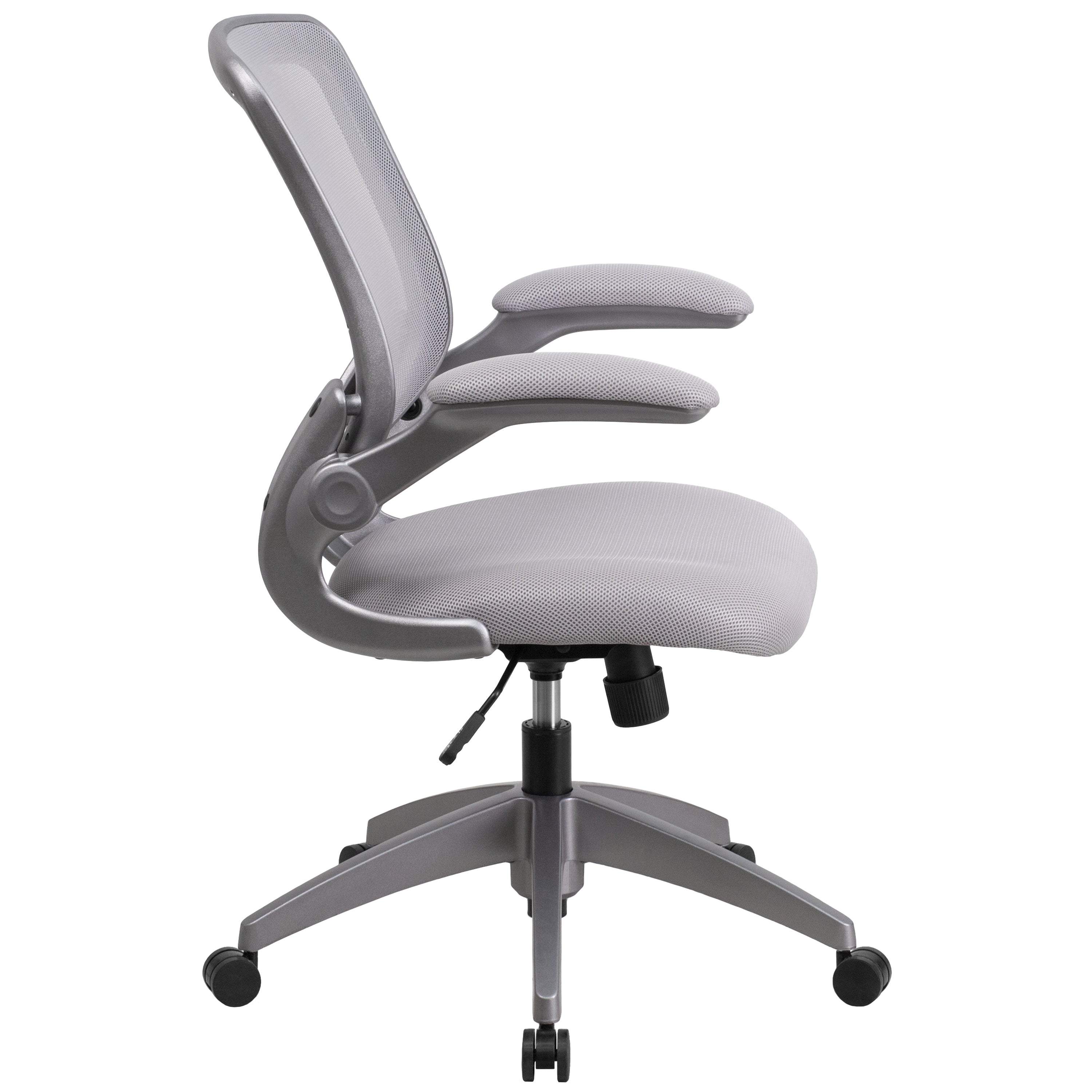 Mid-Back Mesh Swivel Ergonomic Task Office Chair with Gray Frame and Flip-Up Arms