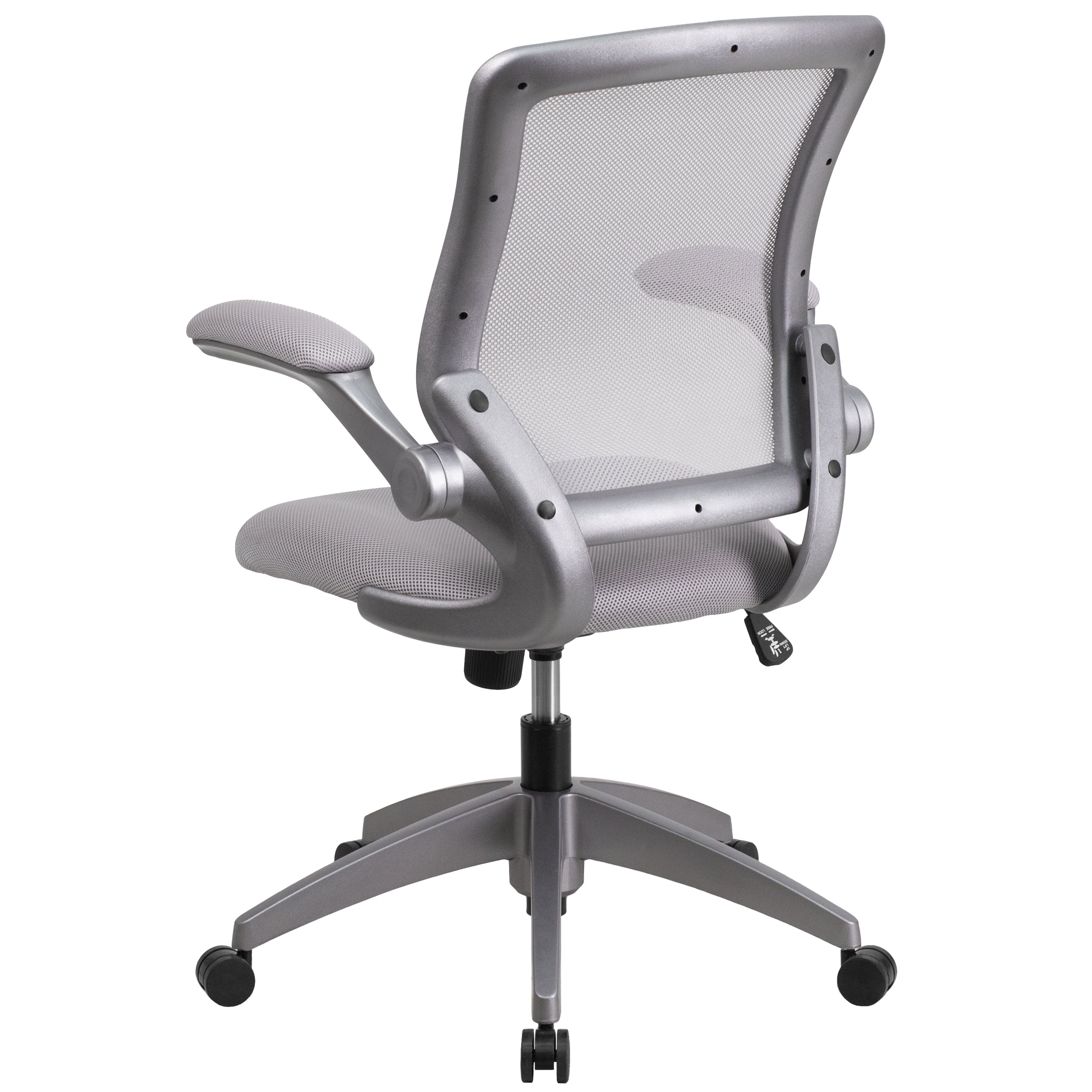 Mid-Back Mesh Swivel Ergonomic Task Office Chair with Gray Frame and Flip-Up Arms