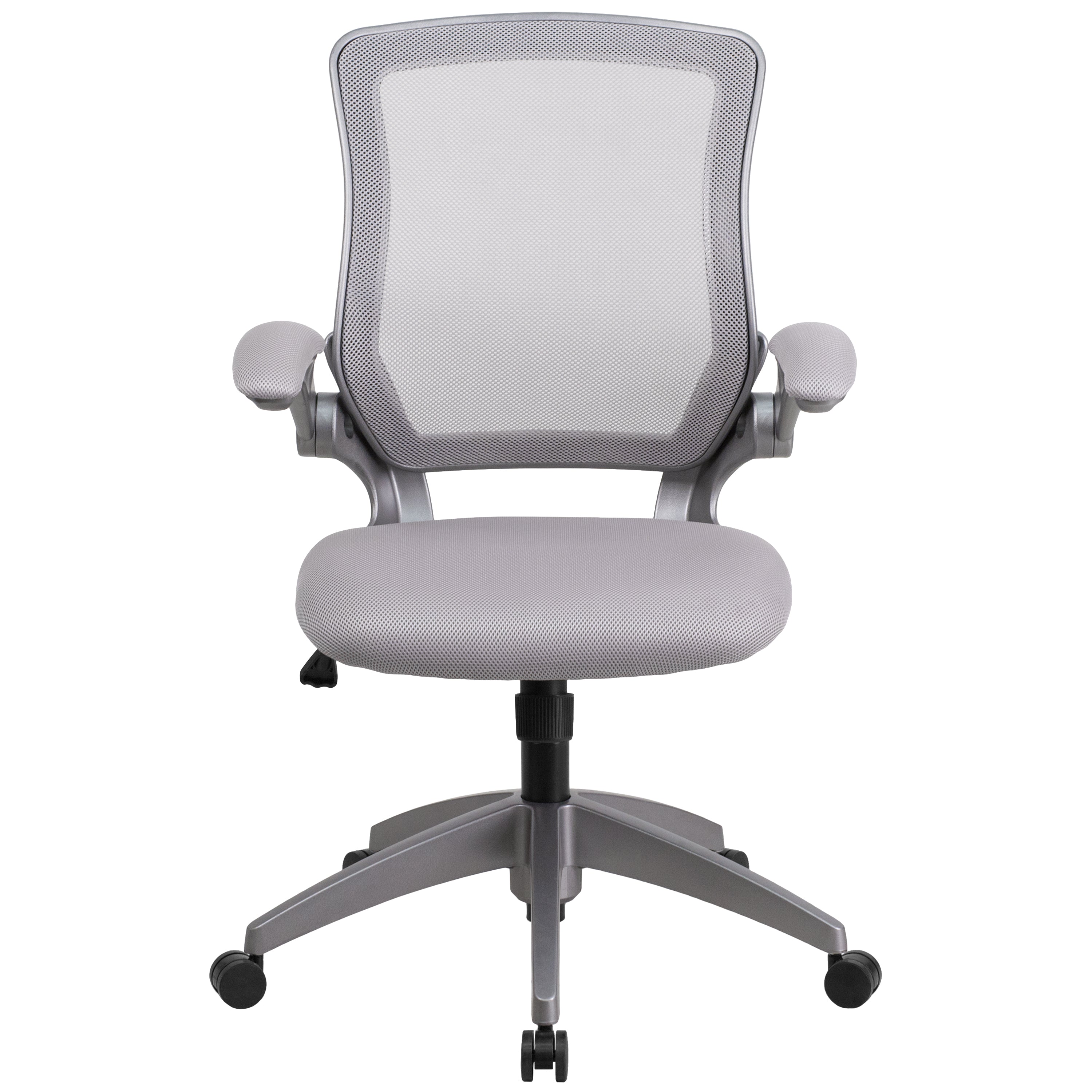 Mid-Back Mesh Swivel Ergonomic Task Office Chair with Gray Frame and Flip-Up Arms