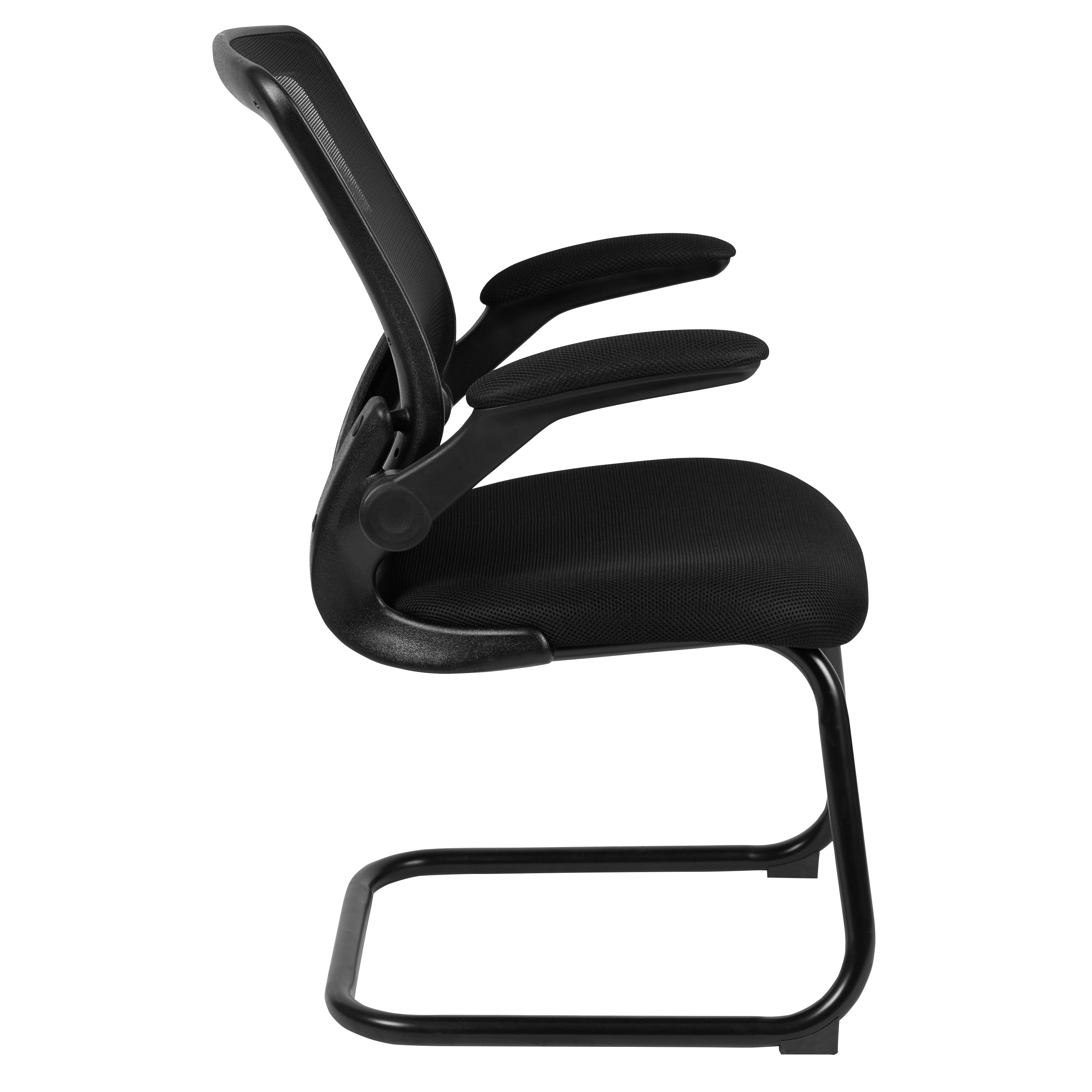 Mesh Sled Base Side Reception Chair with Flip-Up Arms