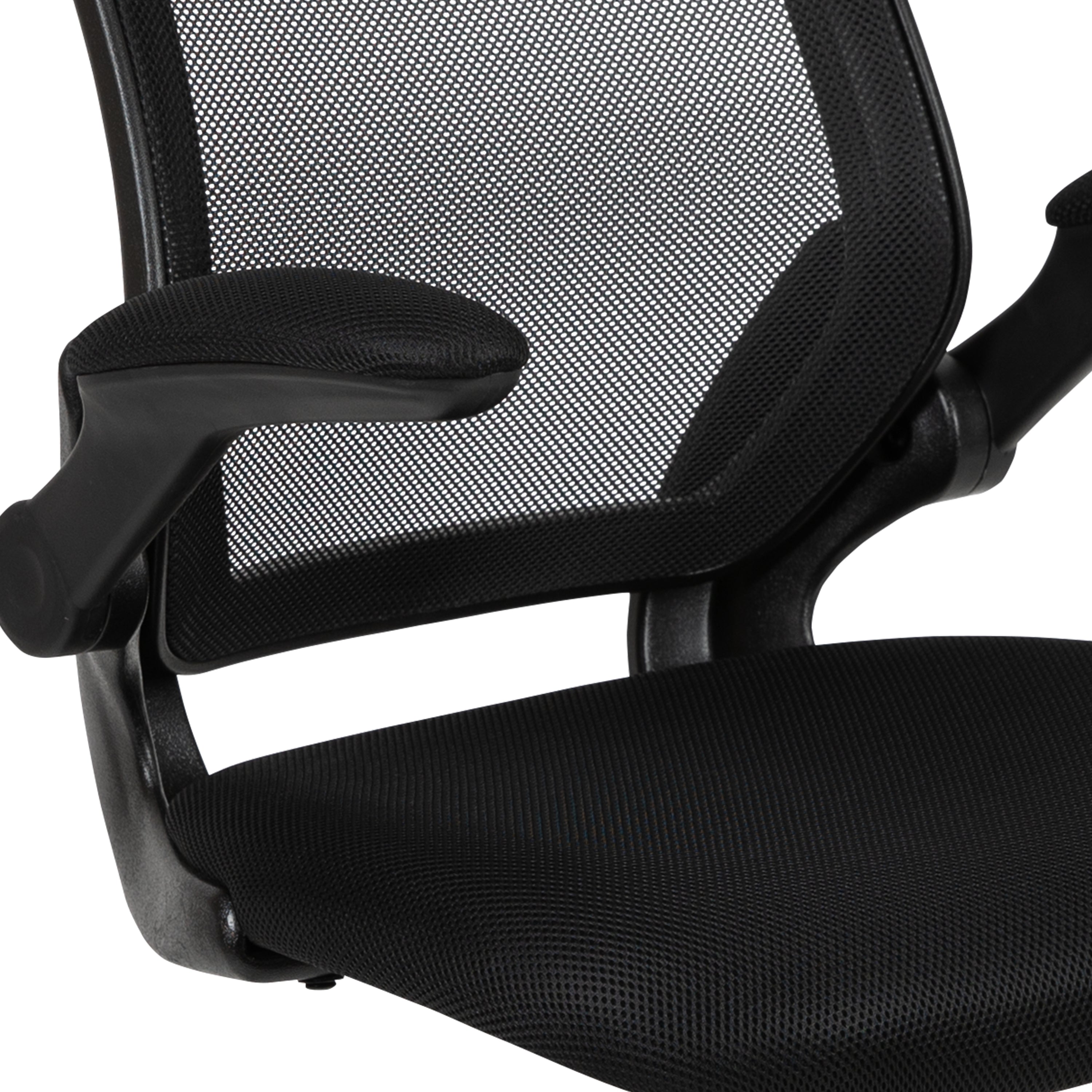 Mesh Sled Base Side Reception Chair with Flip-Up Arms
