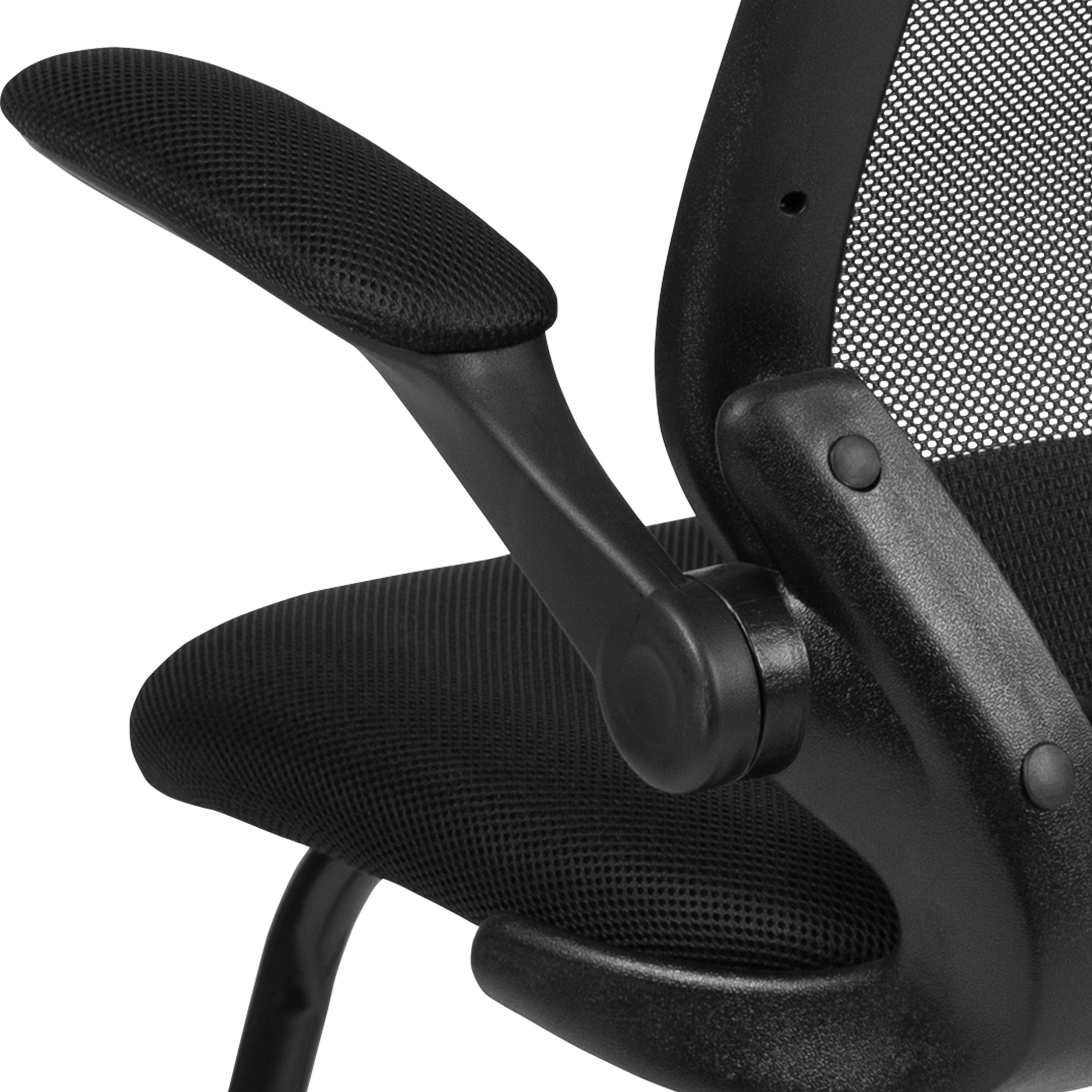 Mesh Sled Base Side Reception Chair with Flip-Up Arms