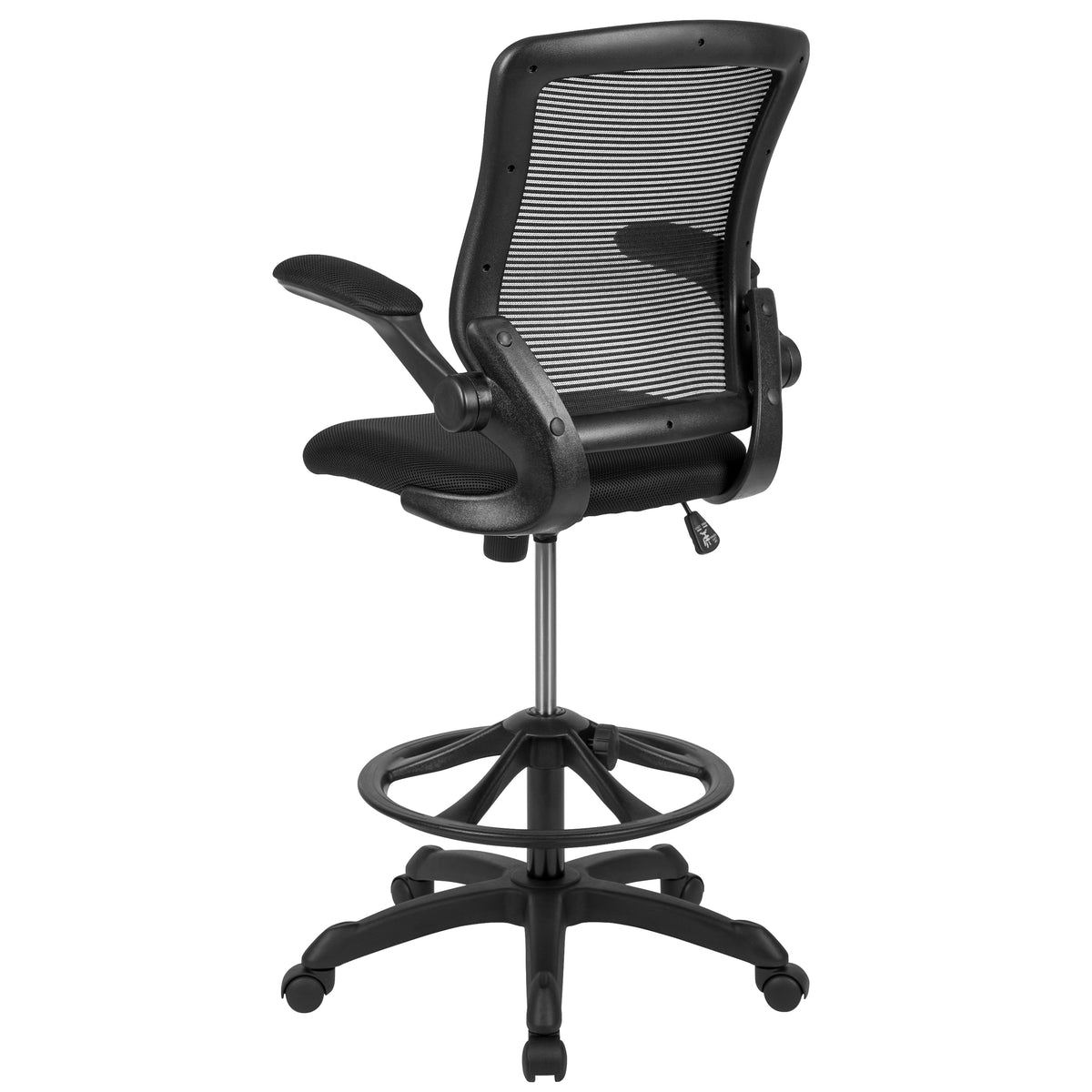Mid-Back Mesh Ergonomic Drafting Chair with Adjustable Foot Ring and Flip-Up Arms